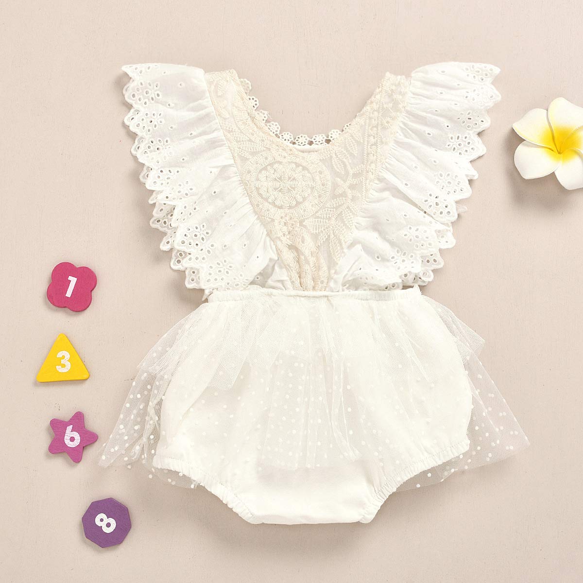 Newborn Baby Girls Clothes | Infant Ruffle Sleeveless Romper Bodysuit with Lace Tutu Dress | Cute Jumpsuit Outfits for 0-12 Months | Perfect for Photoshoots, Parties & Special Occasions