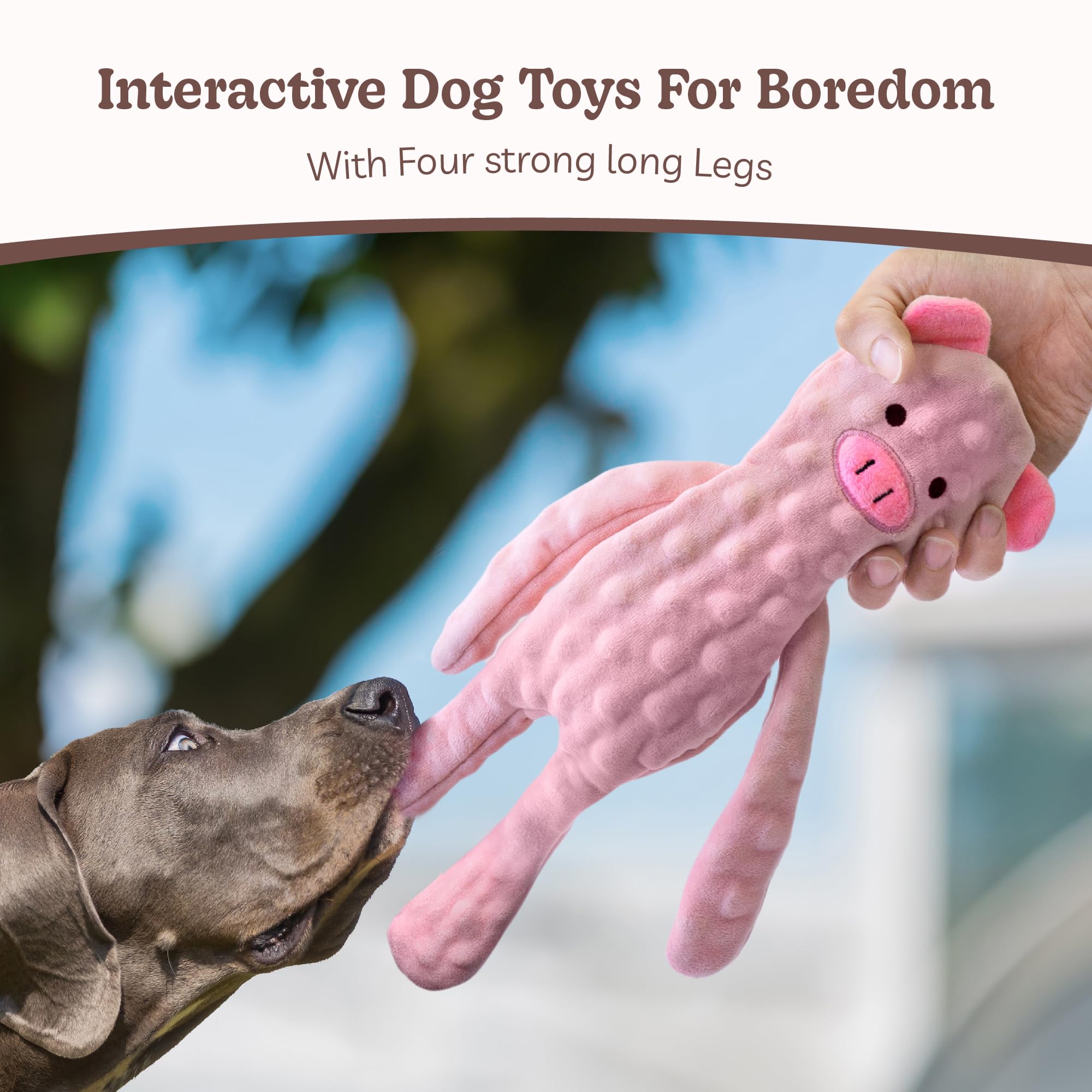 SHARLOVY 5-Pack No Stuffing Squeaky Dog Toys for Large Dogs - Durable Crinkle Puppy Teething Toys, Interactive Plush Chew Toys for Aggressive Chewers - Perfect for Playtime, Training & Anxiety Relief