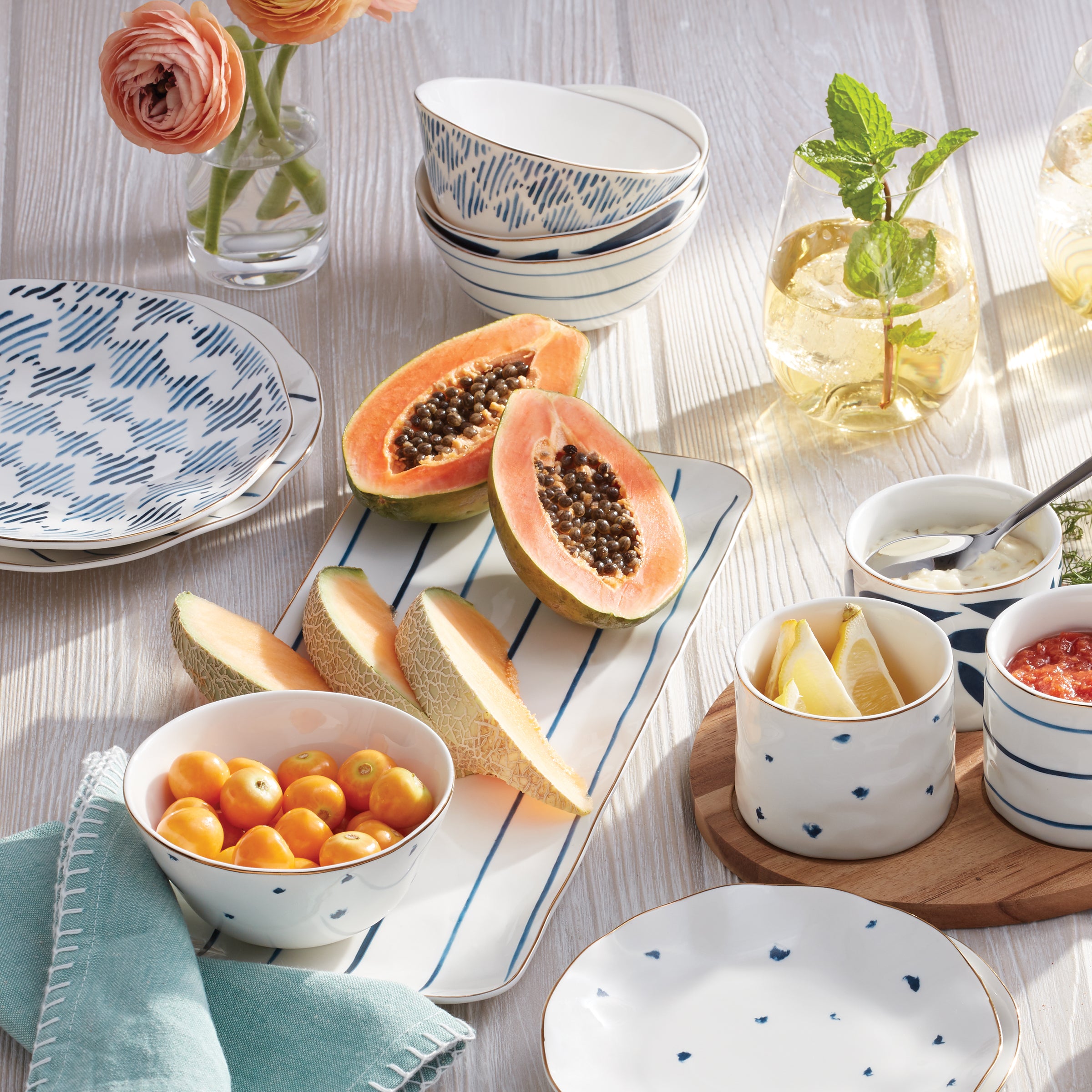 Blue Bay Dessert Bowls Set of 4 - Elegant Ceramic Serving Bowls for Ice Cream, Pudding & Fruit - Perfect for Parties, Dessert Bars & Home Dining