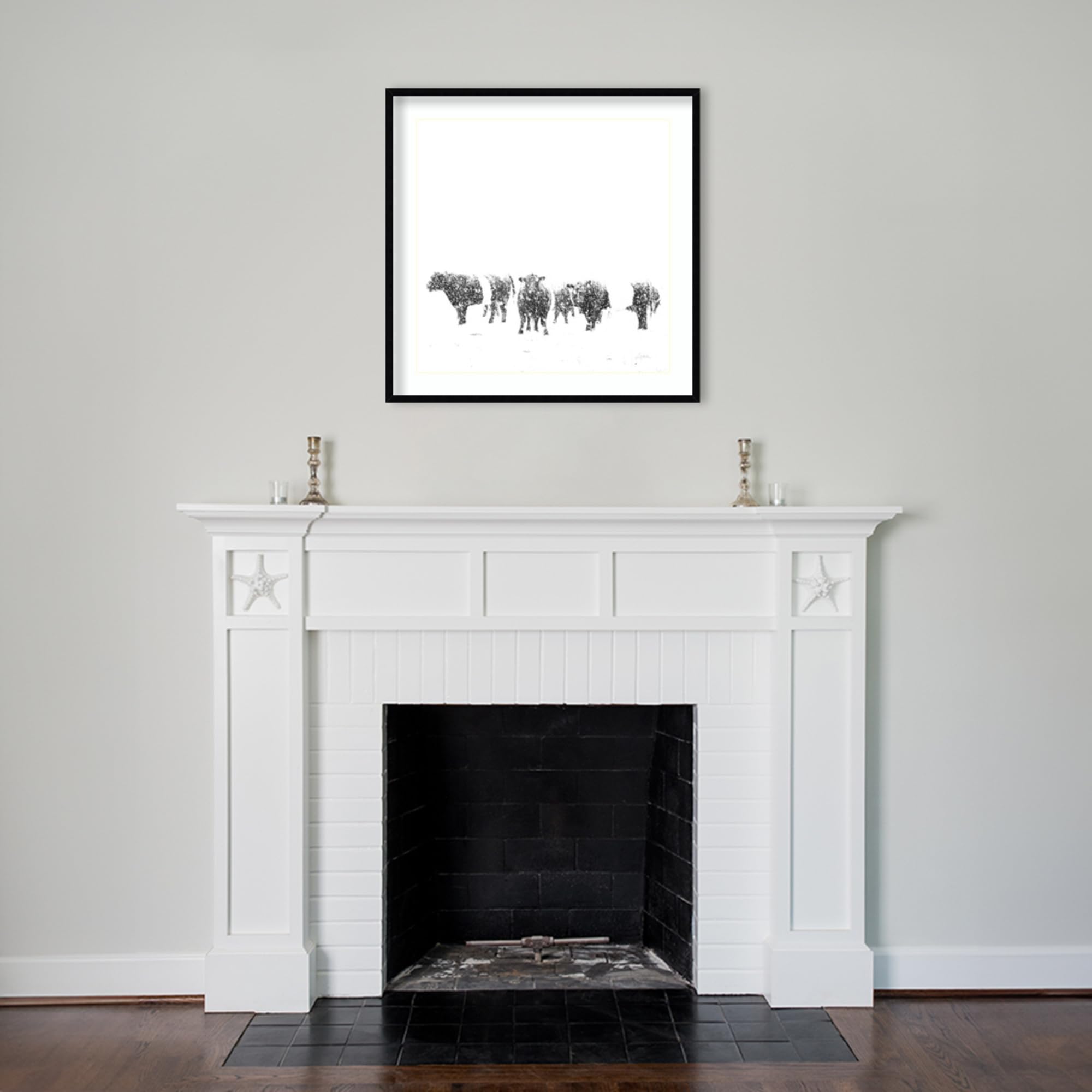 Amanti Art Framed Wall Decor - 33x33 Inch Oreos and Milk II Square Animal Painting by Aledanda | Rustic Farmhouse Artwork for Living Room, Bedroom, Office | Perfect for Home Decor & Gift Giving