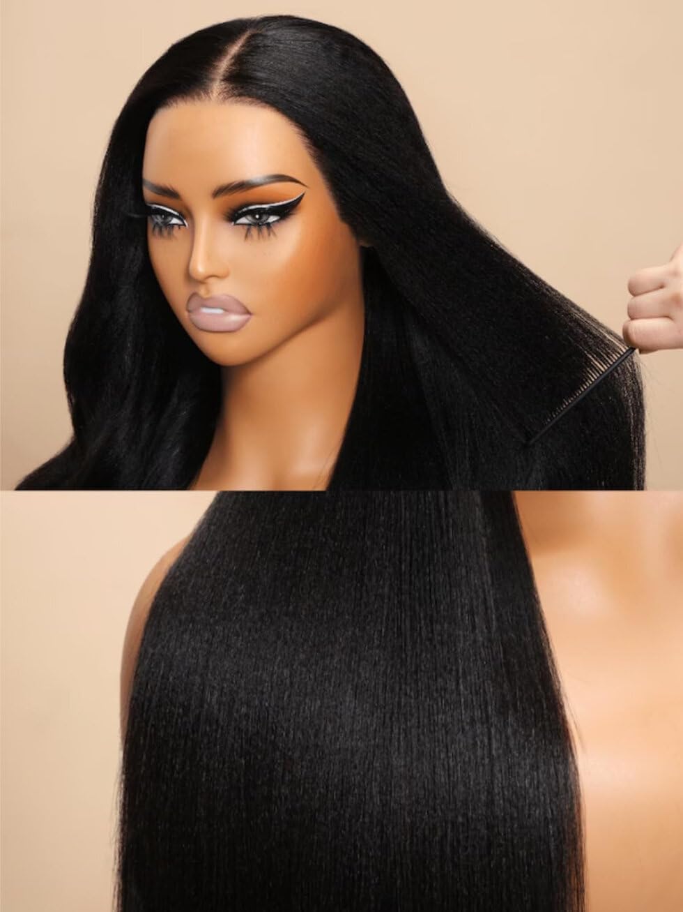 UNICE Pre Everything Glueless Frontal Wig with Ear Tab Tape - Yaki Straight 13x4 Lace Front Human Hair Wig | Pre-Bleached Knots, Pre-Cut, Pre-Plucked Hairline, 150% Density, 22 Inch | Perfect for Daily Wear, Cosplay, and Special Occasions