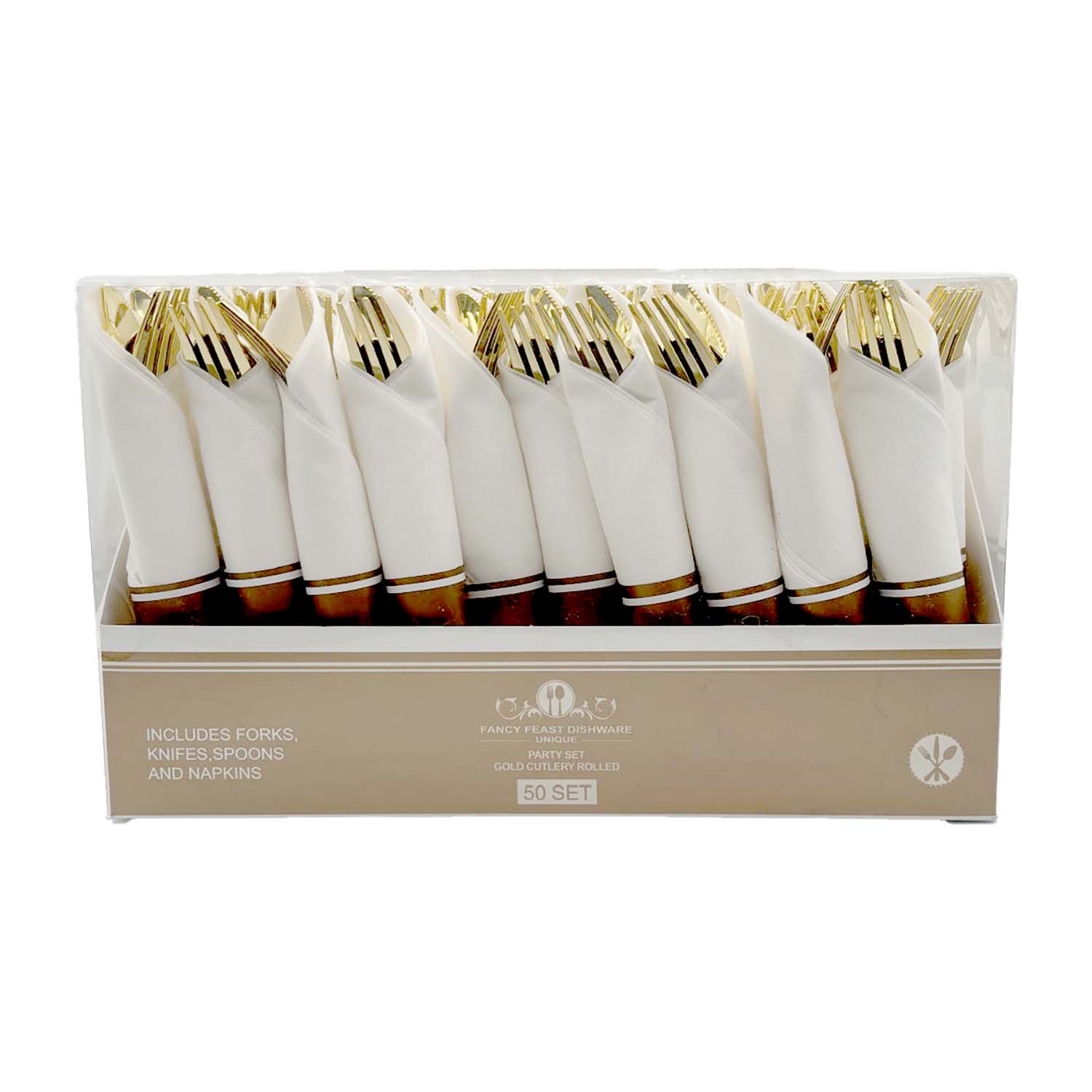 Premium 24K Gold-Plated Flatware Set | 50-Piece Elegant Cutlery Box for Weddings, Parties & Fine Dining - Luxury Tableware for Special Occasions