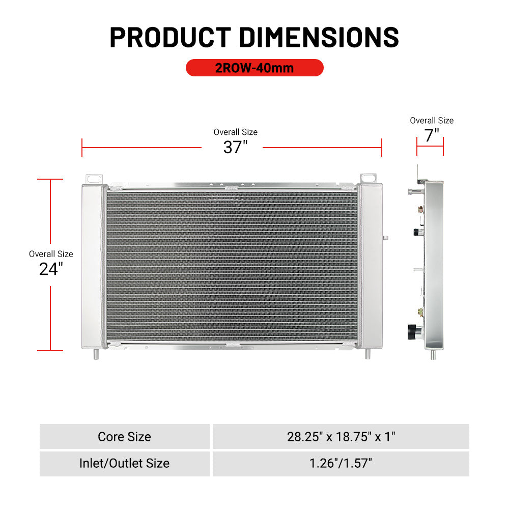 EVIL ENERGY 30mm 2-Row Aluminum Radiator - High Performance Cooling System for 1999-2013 Chevy Silverado, GMC Sierra, Tahoe & Hummer H2 (Fits 4.8L 5.3L 6.0L 6.2L V8 Engines) | Perfect for Off-Roading, Towing & Daily Driving in Compact Trucks & SUVs