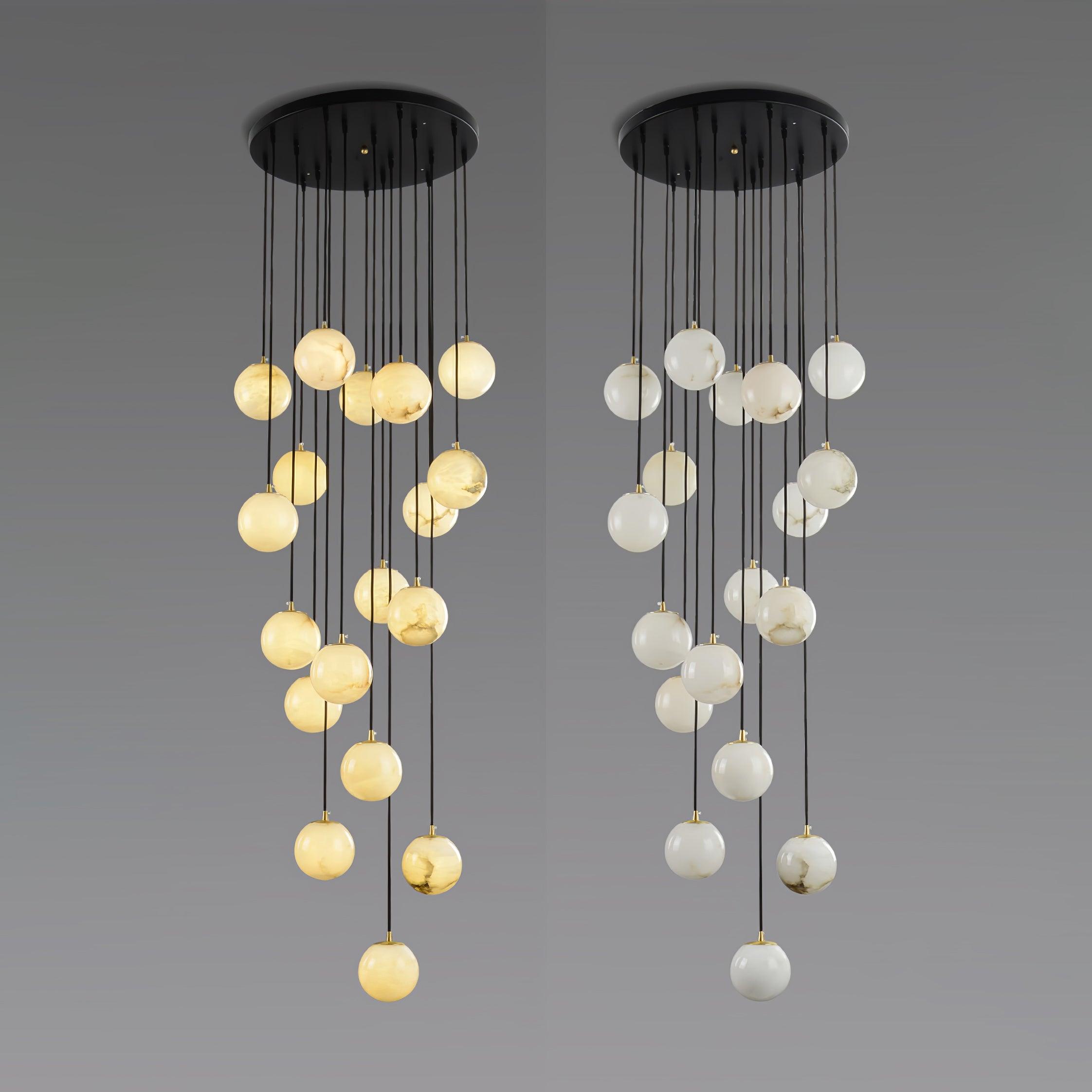 Elegant Alabaster Balls Cluster Chandelier - Modern Crystal Ceiling Light Fixture for Dining Room, Living Room & Bedroom Decor