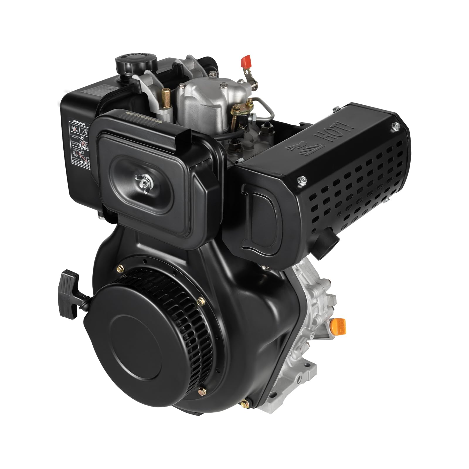 4-Stroke 10HP Diesel Engine, 6.3KW Single Cylinder Recoil Start Motor for Micro-Tillers, Tractors, Irrigation Pumps & Generators - Ideal for Farming, Landscaping & Power Backup Solutions