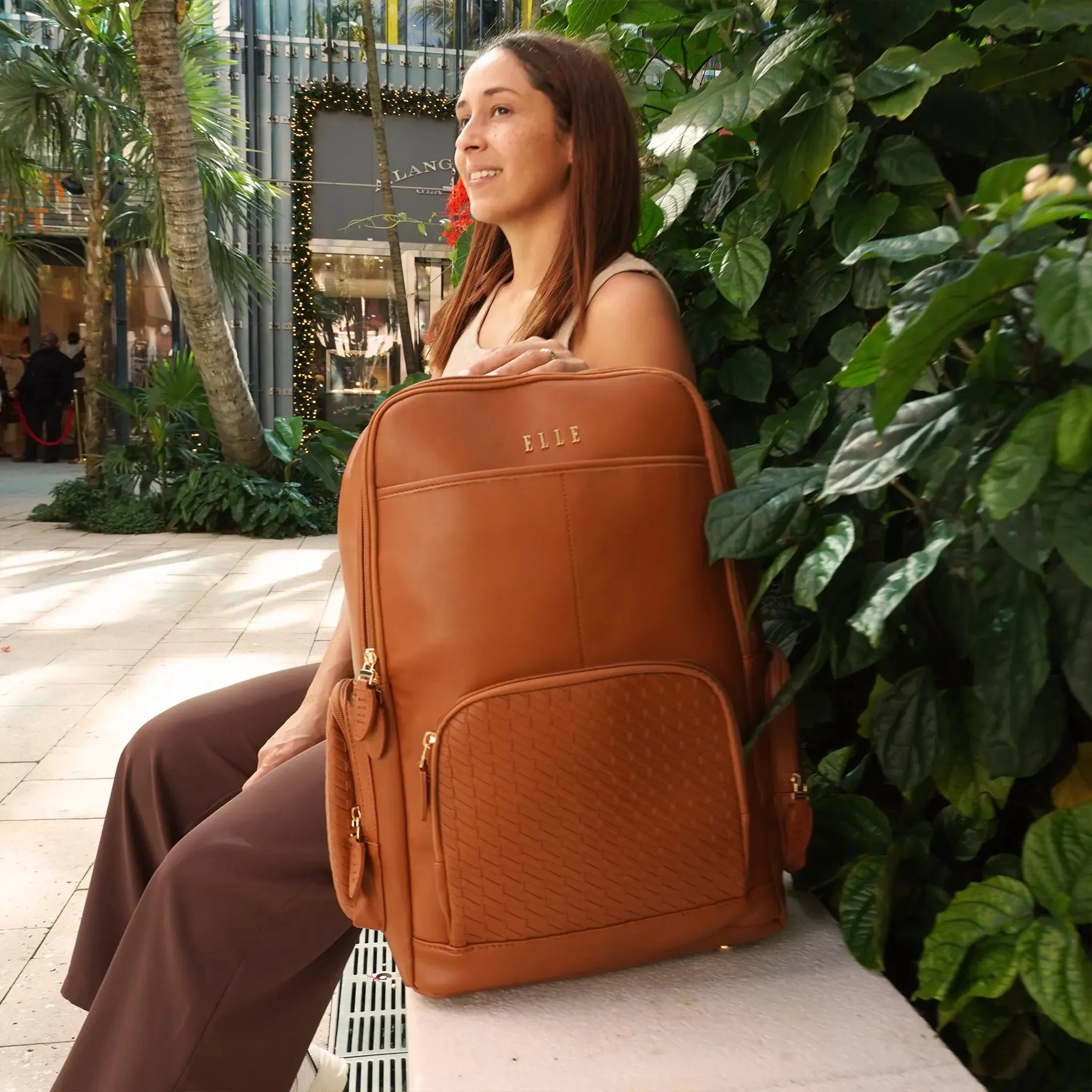 Leisure Luxe 27L Vegan Leather Backpack - Stylish & Eco-Friendly Laptop Bag for Work, Travel & College - Water-Resistant & Spacious