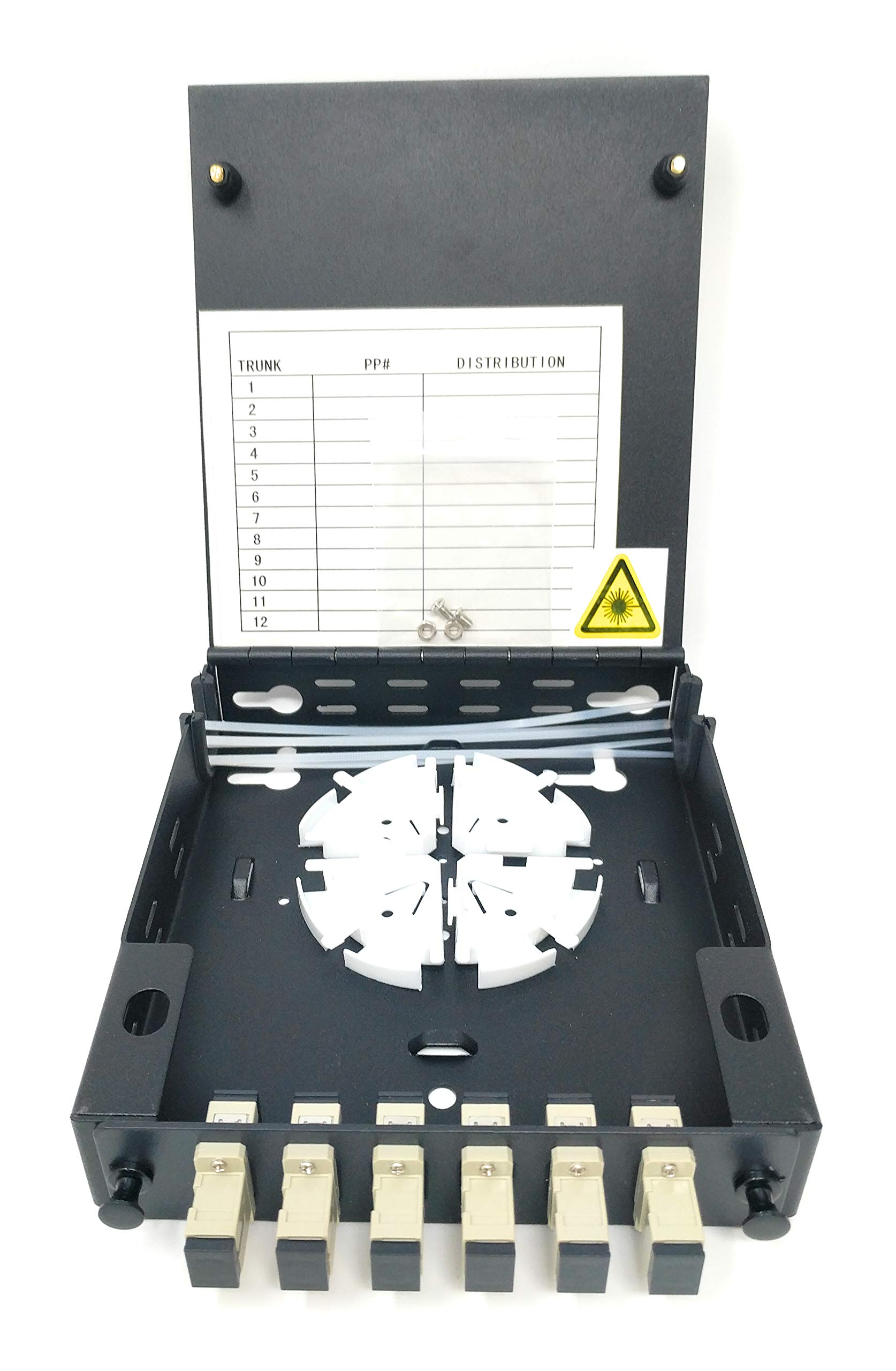 Ultra Spec Cables Wall Mount Fiber Enclosure with Spool - 6 Port SC-UPC OM1/OM2 Multimode Simplex LGX Panel for Network Rack & Data Center Installation