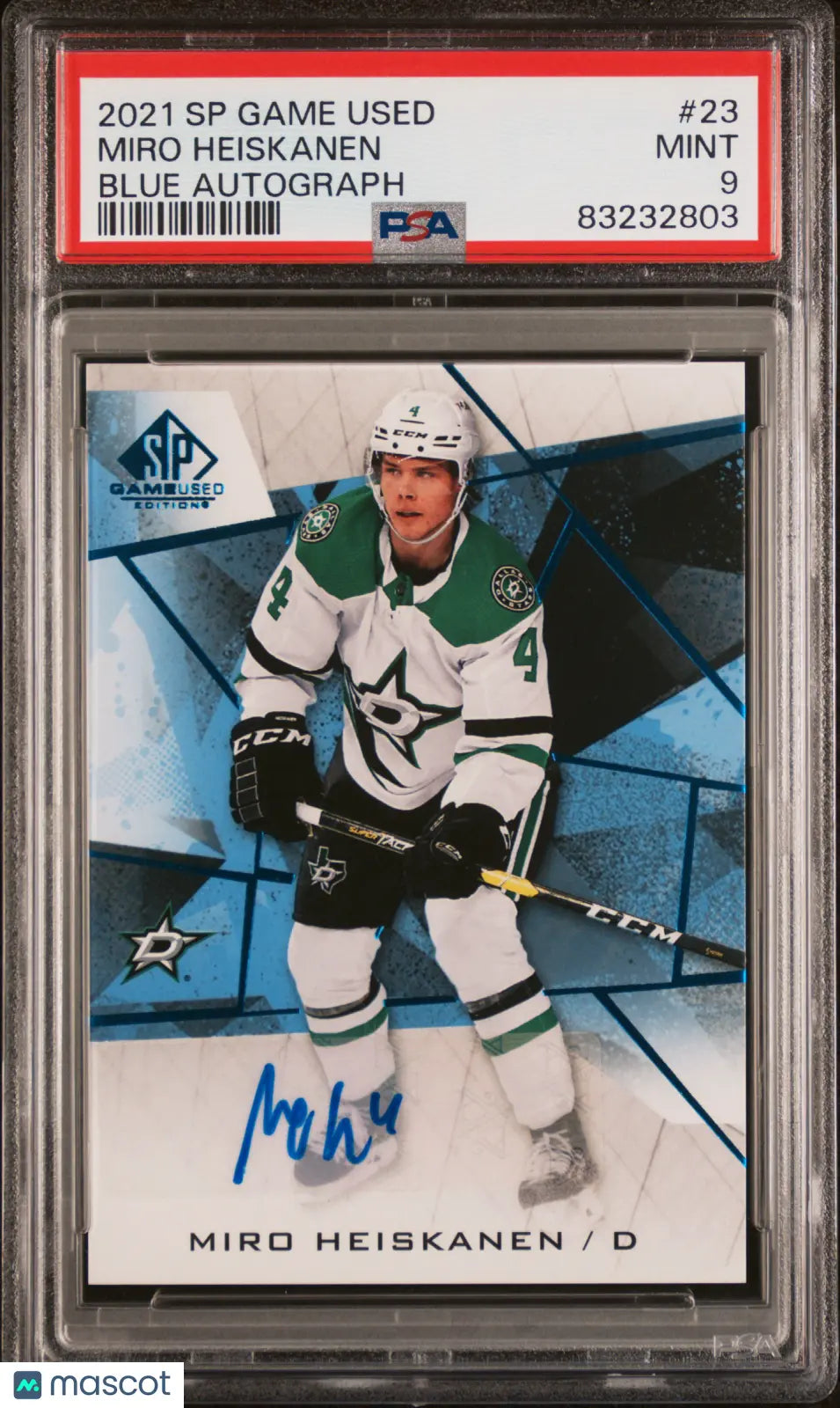 2021-22 SP Game Used Hockey Miro Heiskanen Blue Autograph Card PSA 9 #23 - Dallas Stars Collectible for Sports Memorabilia Display & Trading Card Collection