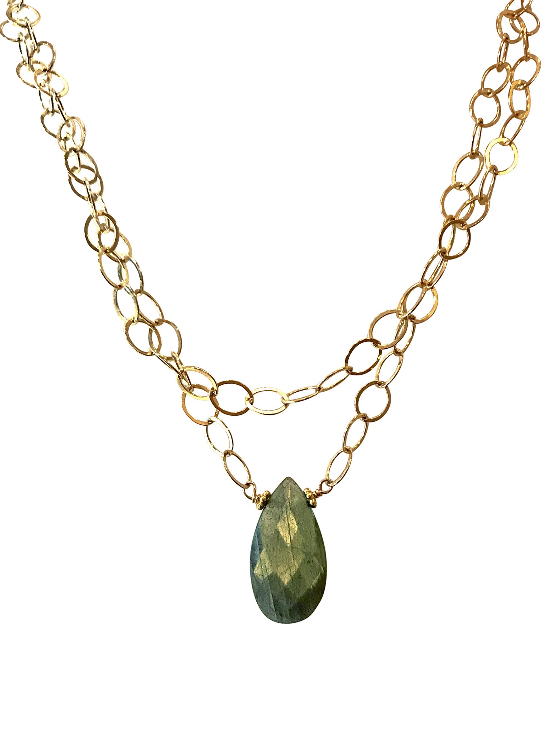 Double Loopy Labradorite Necklace for Women | Genuine Labradorite Stone Jewelry | Boho Chic Layered Necklace for Everyday Wear & Special Occasions