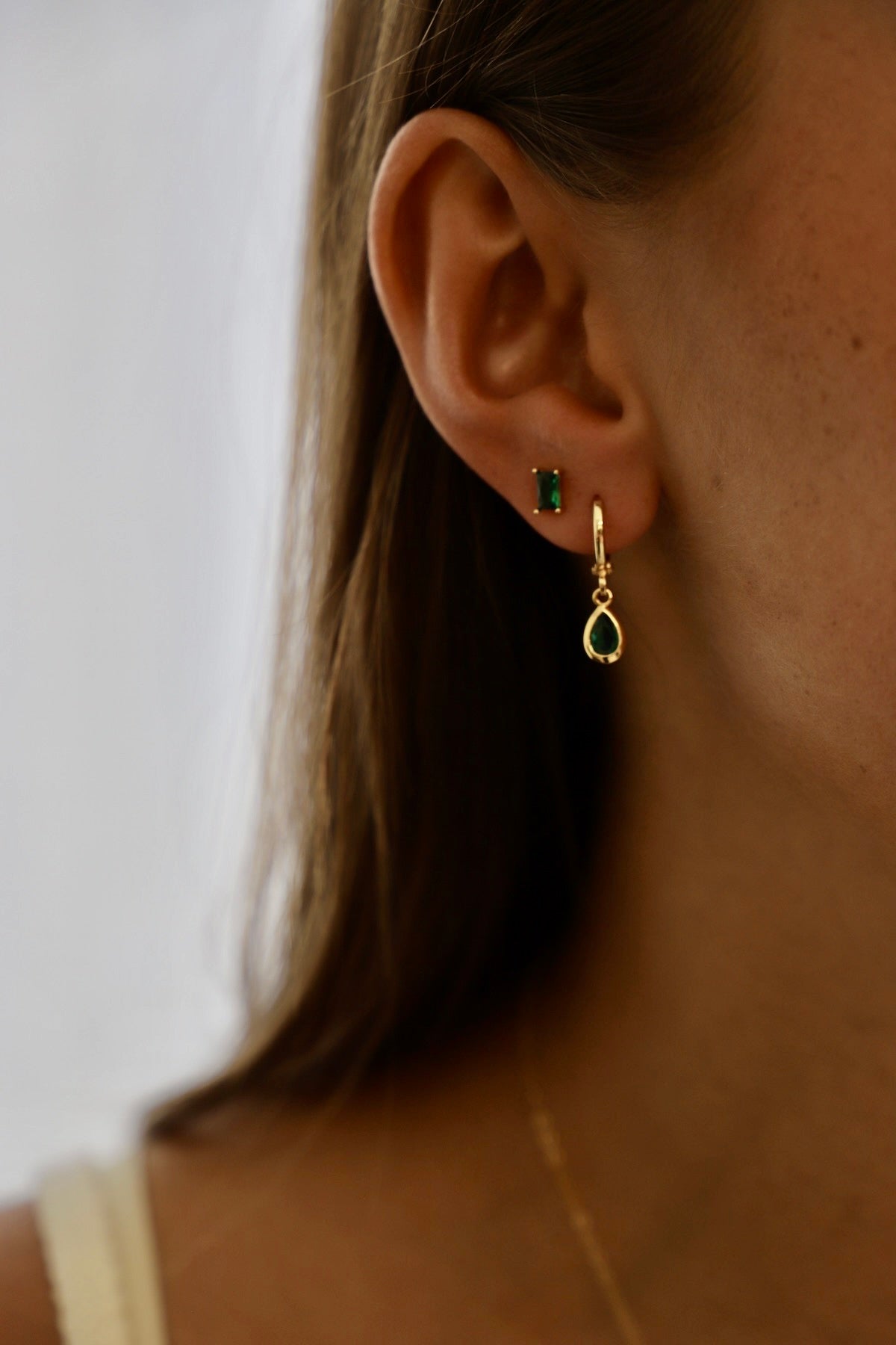 Emerald CZ Stud Earrings - Sparkling Simulated Emerald Earrings for Women | Perfect for Parties, Weddings & Everyday Elegance