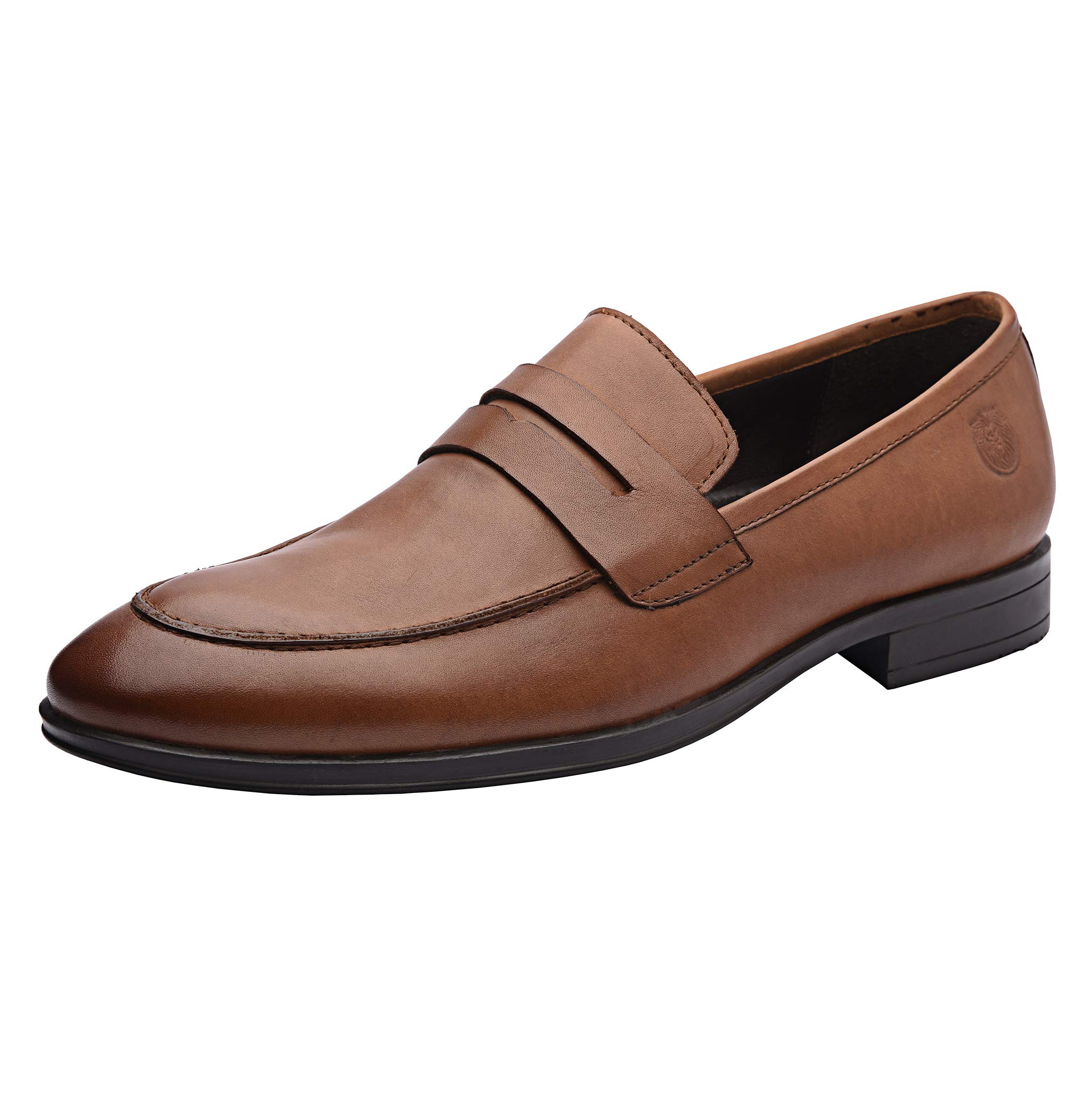 Samuel Genuine Leather Penny Loafers for Men - Handcrafted Classic Slip-On Dress Shoes with Arch Support & Rubber Sole | Comfortable Low Heel Loafers for Spring | Perfect for Business Casual, Office Wear & Formal Occasions