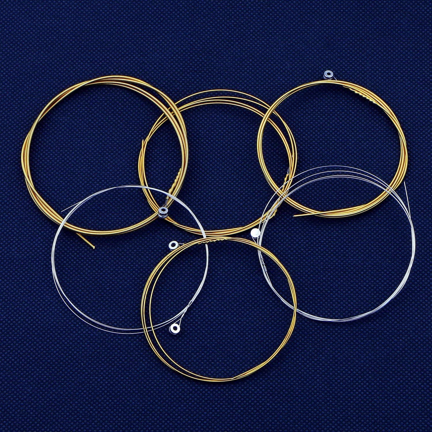 Premium Swhmc Acoustic Guitar Strings - Nickel Alloy Set (E-.010, B-.013, G-.023, D-.030, A-.036, E-.046) - Clear & Gold Finish - 6 Individually Packed Strings - Perfect for Studio Recording & Live Performances