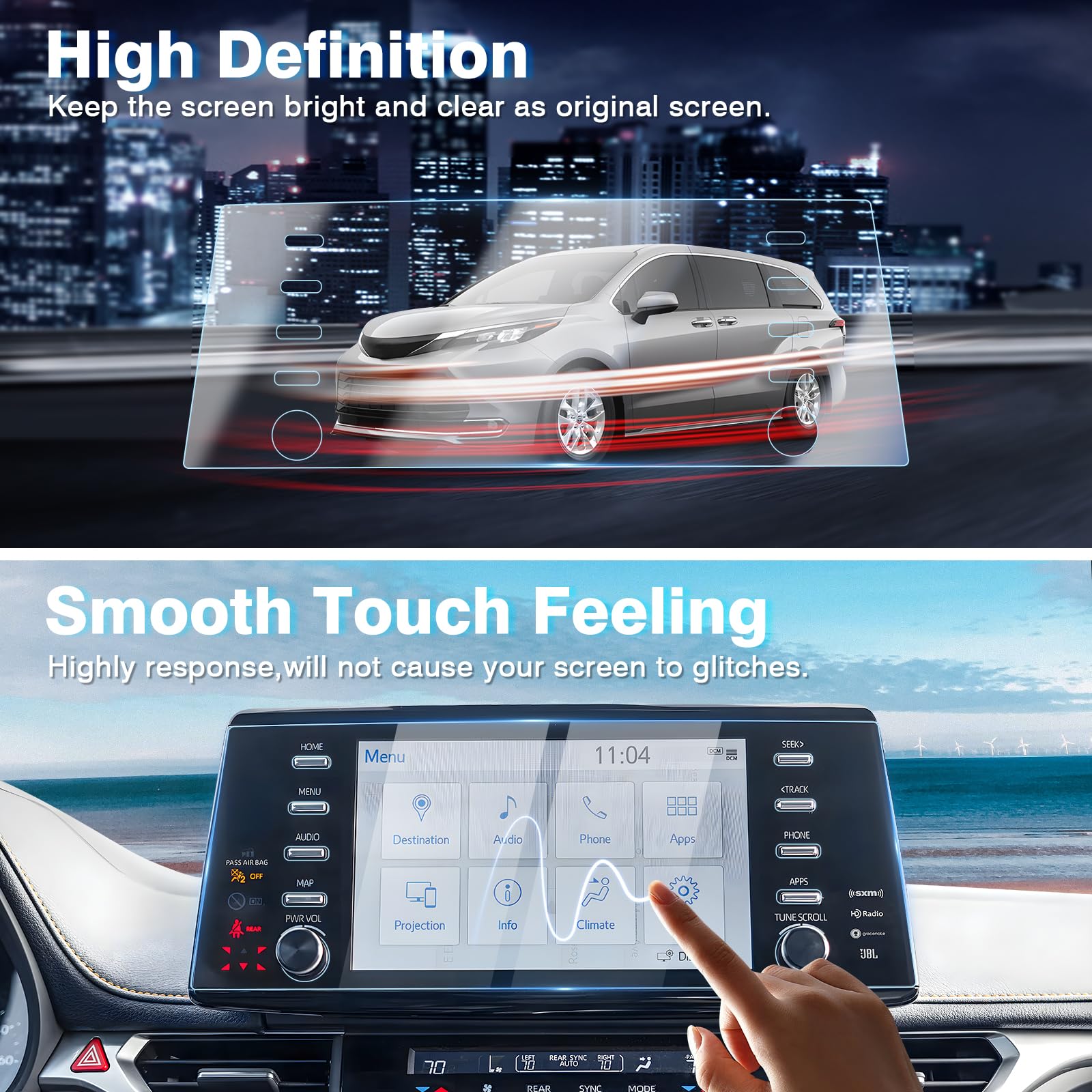 Toyota Sienna Screen Protector 2 Pack 9H Tempered Glass - Anti Glare & Scratch for 2021-2025 Models - Perfect for Road Trips