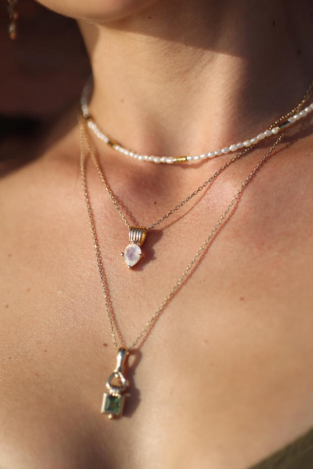 Freya Iolite Silver Necklace for Women - Elegant Sterling Silver Jewelry with Natural Iolite Gemstone - Perfect for Gifts, Parties & Everyday Wear