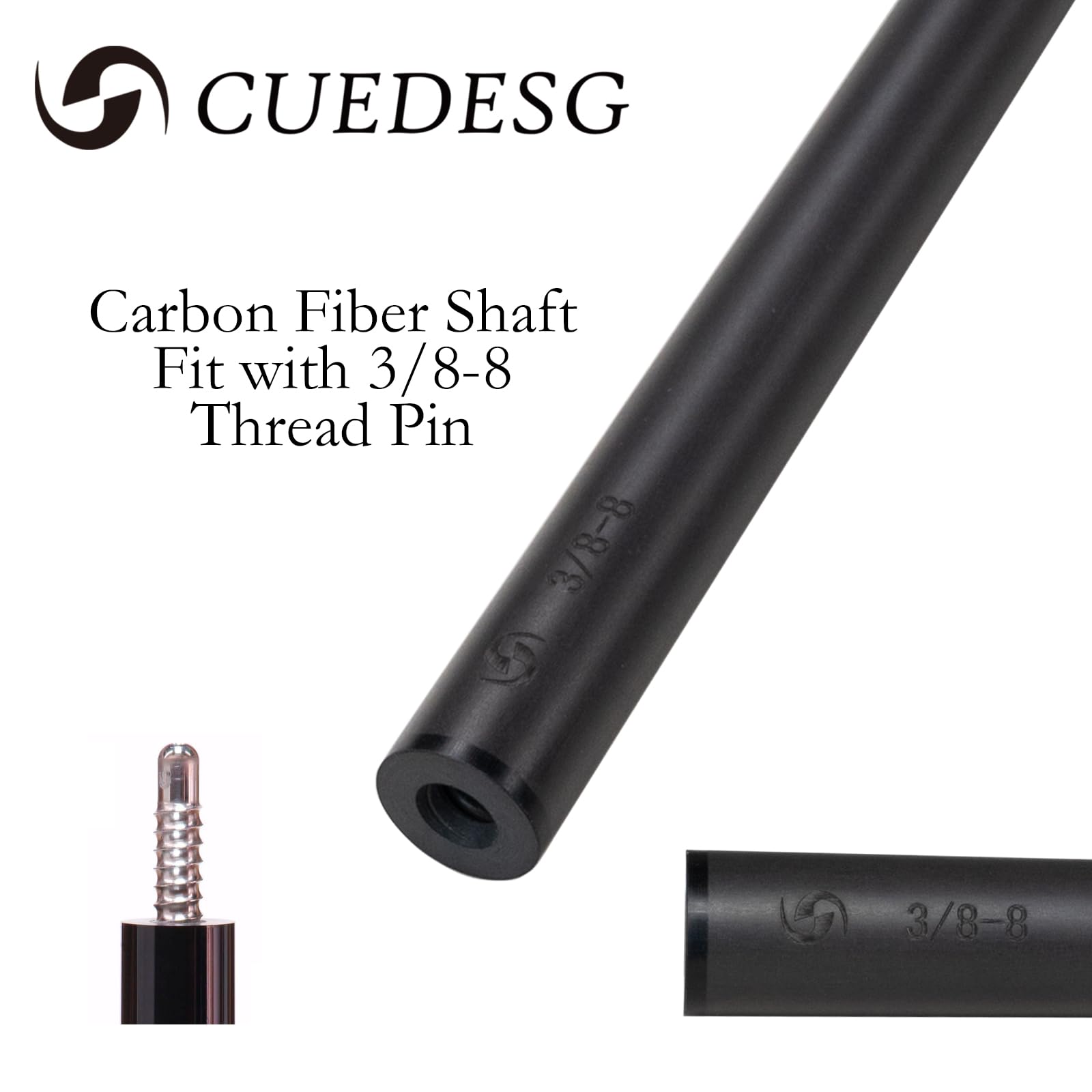 13mm Carbon Fiber Jump Break Cue Shaft - Low Deflection Professional Pool Stick for Punch Shots | Perfect for 8-Ball, 9-Ball & Snooker Players