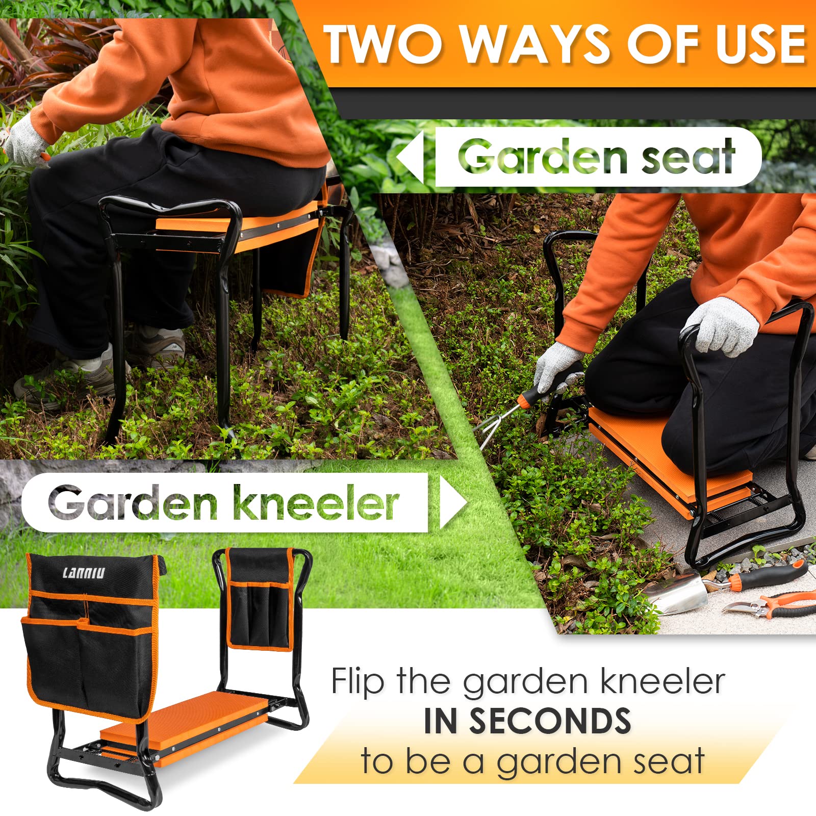 Foldable Garden Kneeler Seat - Heavy Duty Stool for Gardening & Kneeling | Perfect for Seniors & Gifts