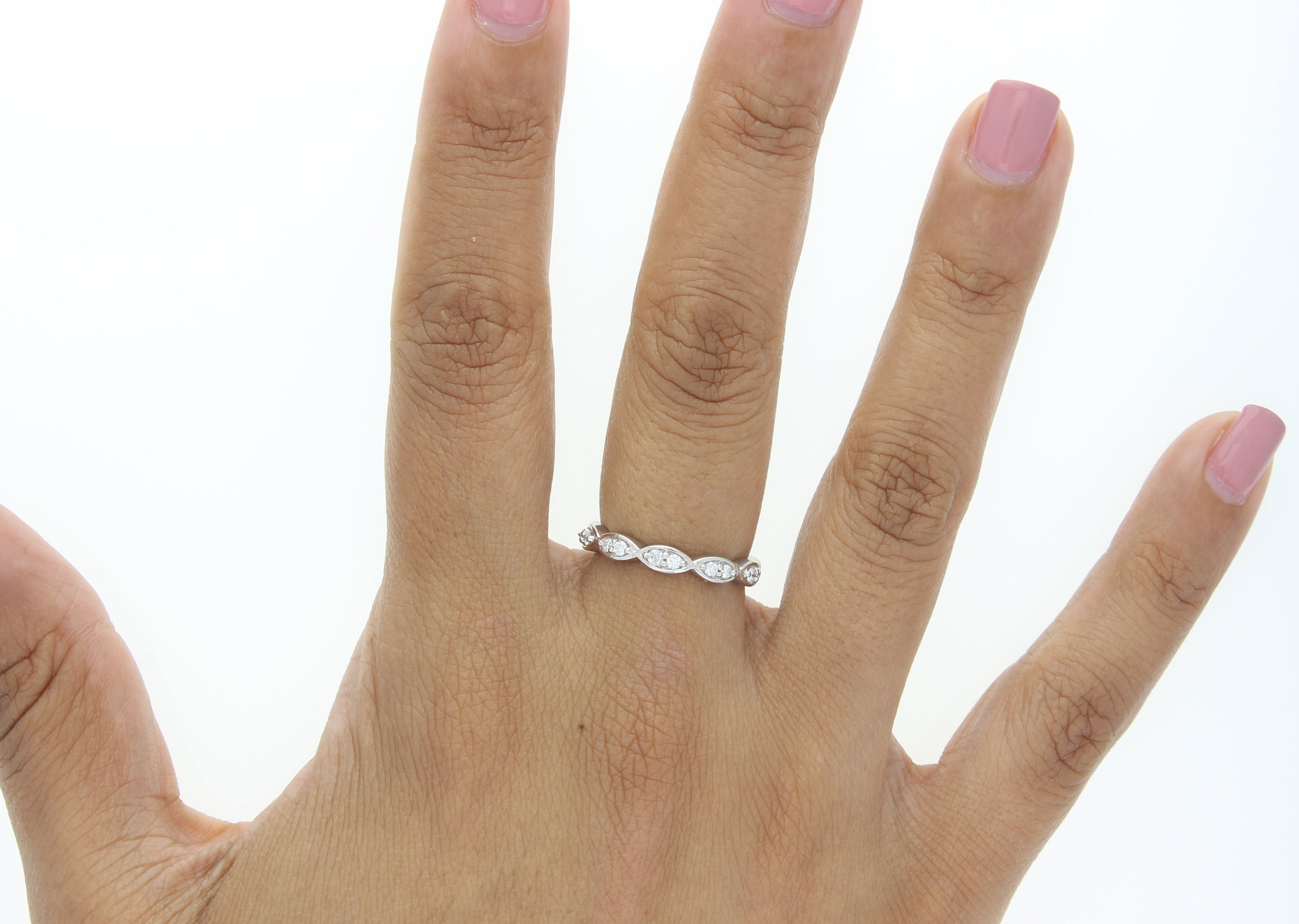 Art Deco Style Stackable Diamond Band Ring - Vintage Inspired Wedding Bands for Women, 14K Gold Plated Stackable Rings for Anniversary, Engagement & Everyday Elegance