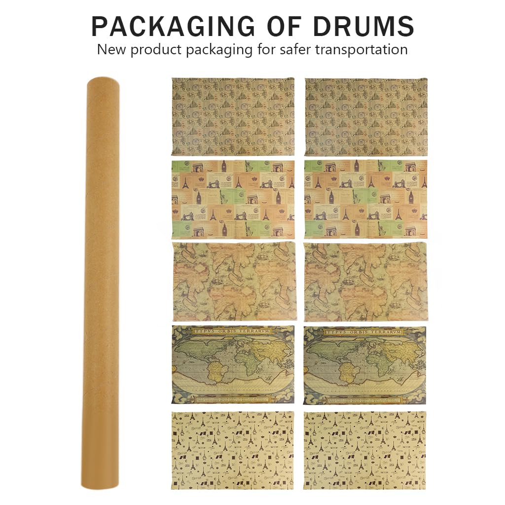 HASTHIP® 10-Sheet Kraft Gift Wrapping Paper - British Vintage Bicycle Design, 20.5