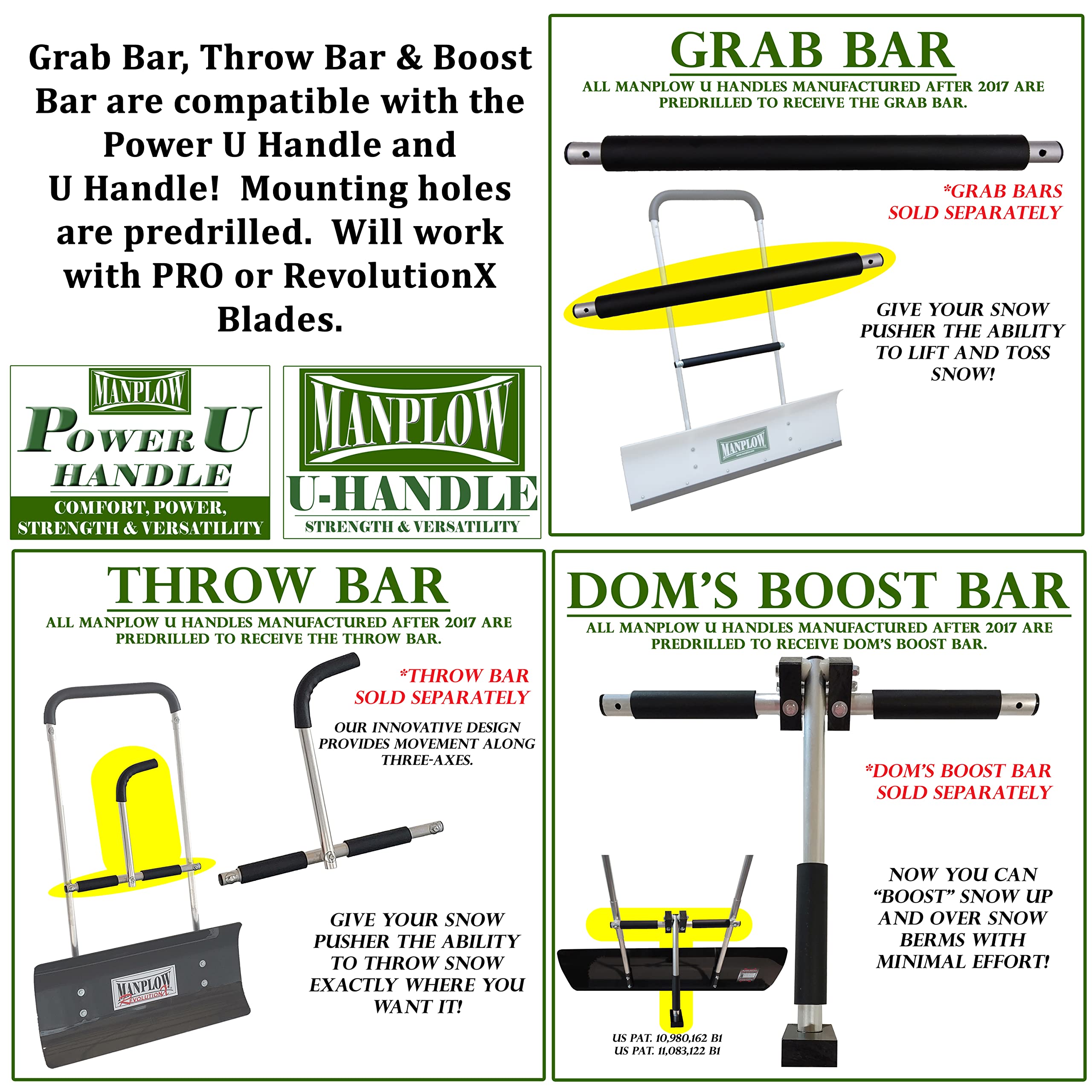 MANPLOW PRO Snow Pusher with Power U Handle Upgrade - 32 Inch Heavy Duty Snow Shovel for Driveway, Sidewalk & Roof - Ideal for Winter Snow Removal & Ice Clearing