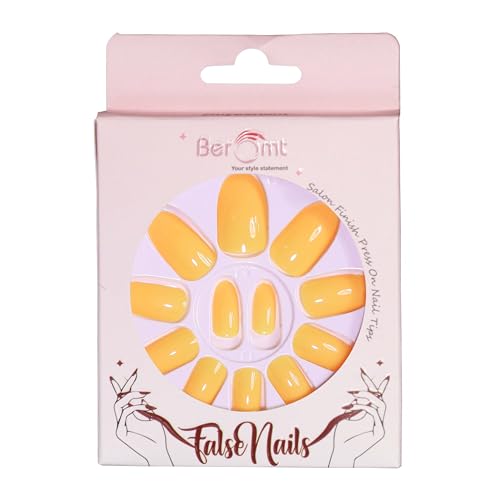 Beromt False Nails Set of 12 - Reusable Press-On Nails with UV Gel Finish & Matte Look, Includes Adhesive Tabs - Perfect for Parties, Weddings & Special Occasions - BFN451PSN