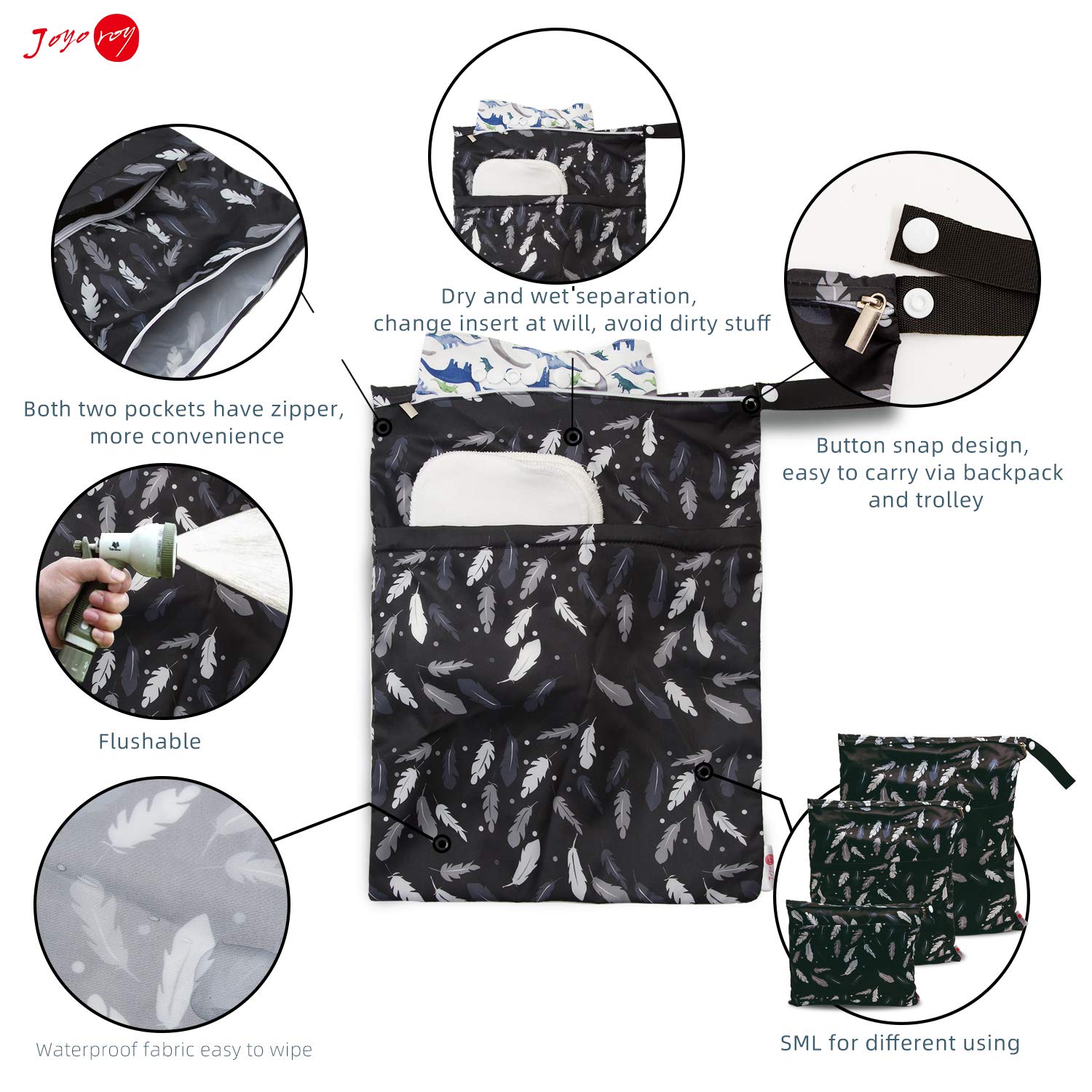 Joyo Roy Large Waterproof Wet Dry Bag - Gym Bag, Yoga Bag, Swim Bag for Swimsuits, Baby Clothes & Diapers - Reusable & Durable for Pool, Beach, Travel & Sports Activities