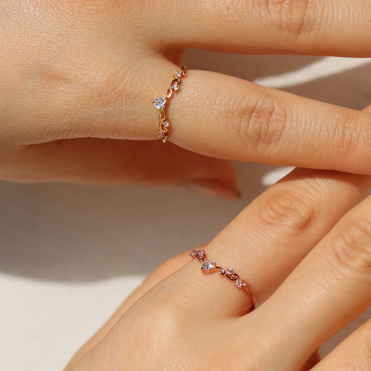 Rose Gold Heart Ring Set for Women - Elegant Valentine's Day Gift, Anniversary Present, Romantic Jewelry for Her | Perfect for Date Nights, Proposals, and Special Occasions