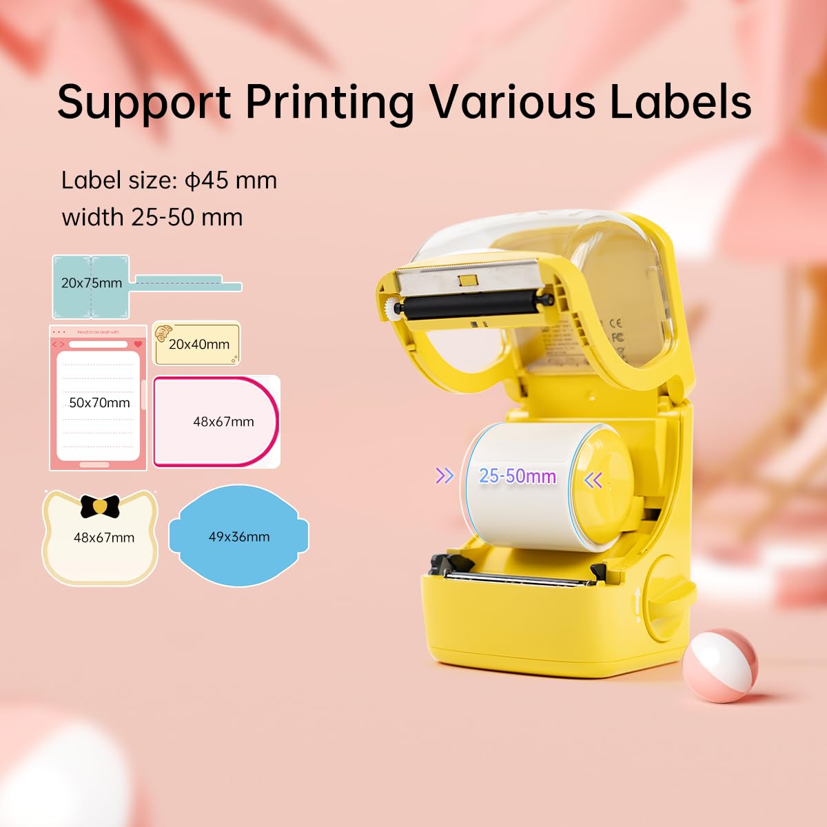 HPRT 2 Inch Portable Thermal Label Printer with Tape - Easy-to-Use Label Maker for Stickers, Storage Bins & Organization (Yellow) | Perfect for Home, Office & Warehouse Labeling Needs