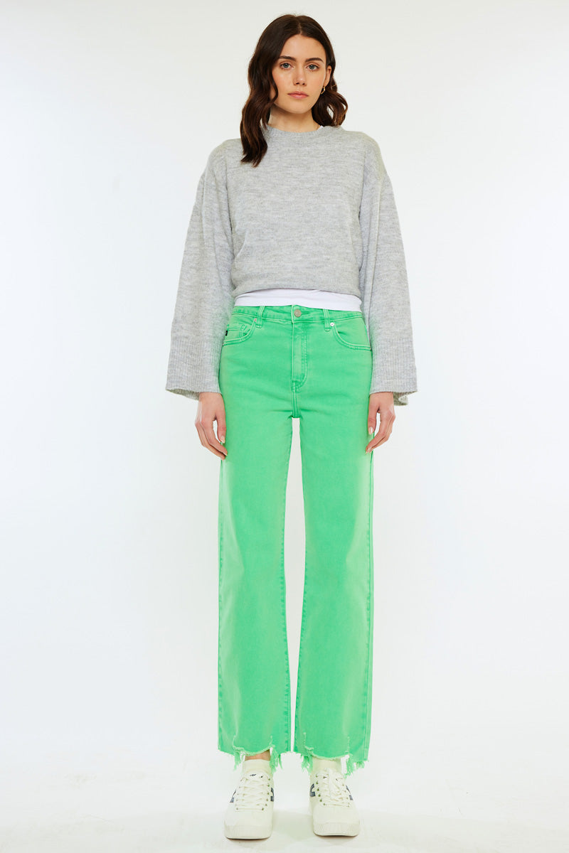 Maliha High Rise Slim Wide Leg Jeans for Women - Stretchy Comfort Denim Pants, Trendy Wide Fit Trousers - Perfect for Casual Outings, Office Wear & Weekend Errands