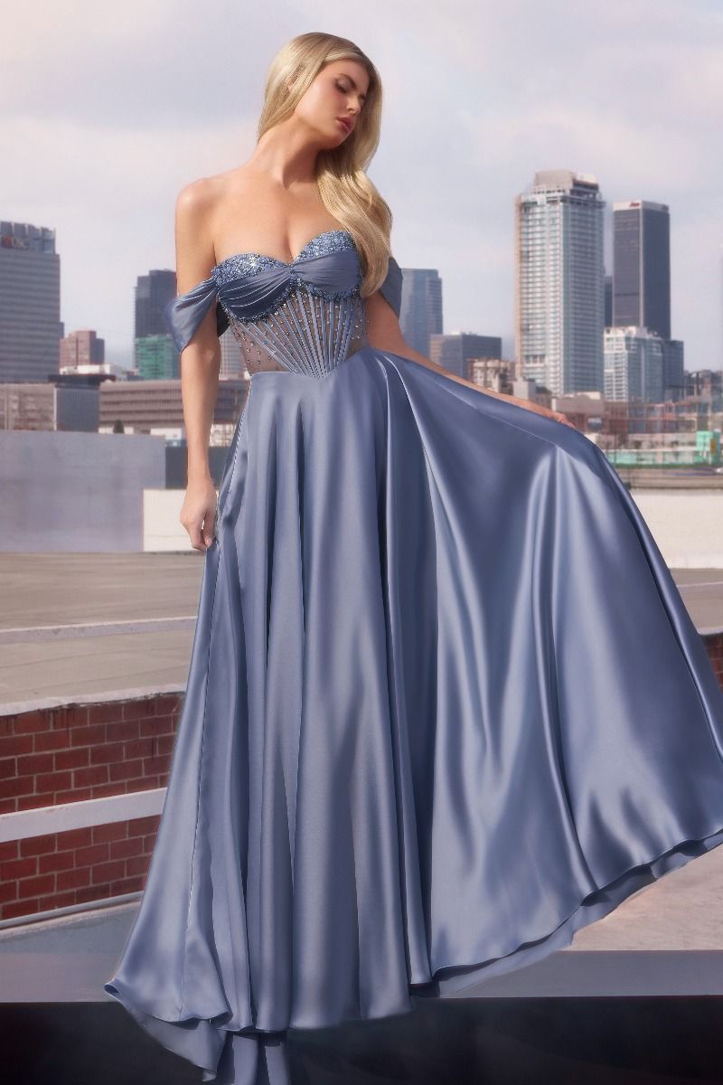 Strapless Beaded Satin A-Line Dress - Elegant Melanie Gown for Prom, Wedding & Evening Events