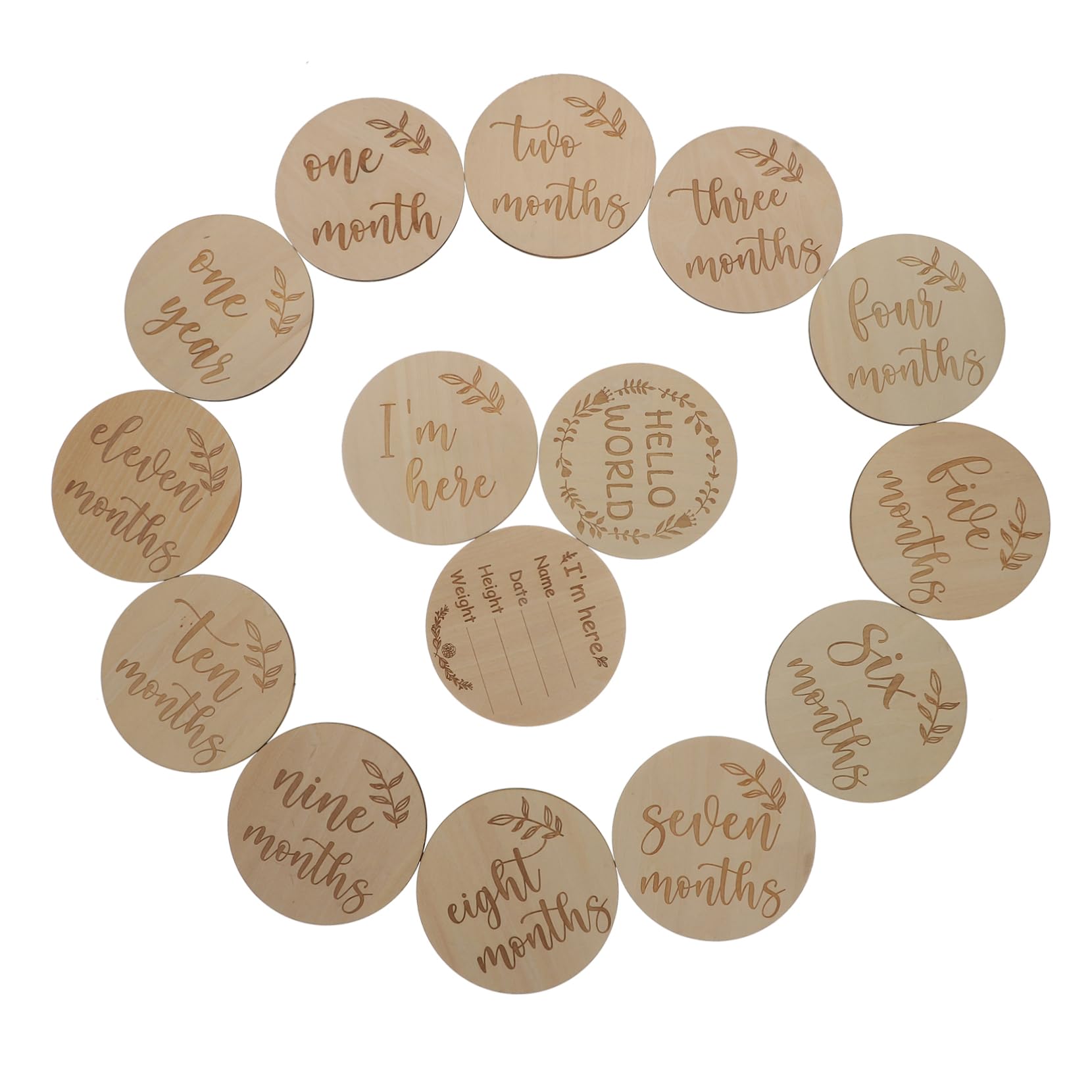 BIUDECO Wooden Baby Growth Tracker Set - Newborn Monthly Milestone Photo Cards for First Year - Perfect for Baby Showers, Nursery Decor & Monthly Photo Shoots