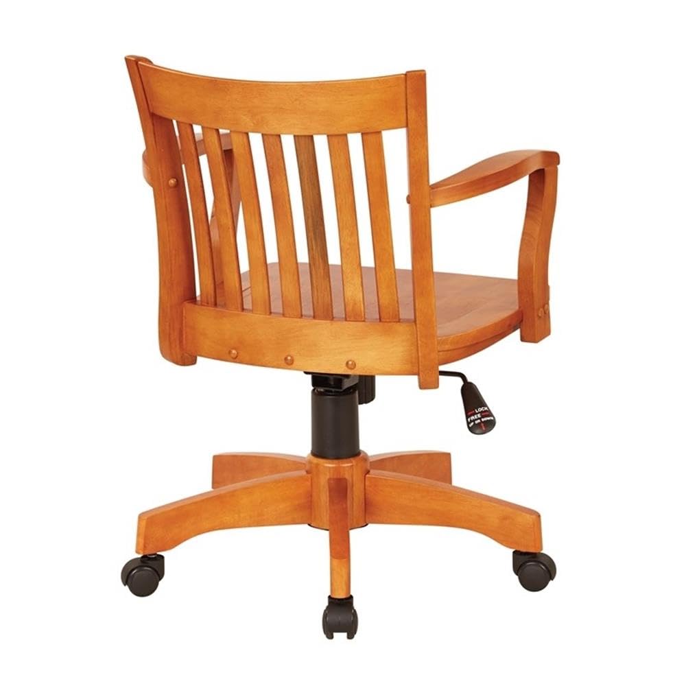 Premium Wooden Banker's Office Chair - Ergonomic Fruit Wood Seat for Home & Office - Comfortable Executive Desk Chair for Professionals & Workspaces