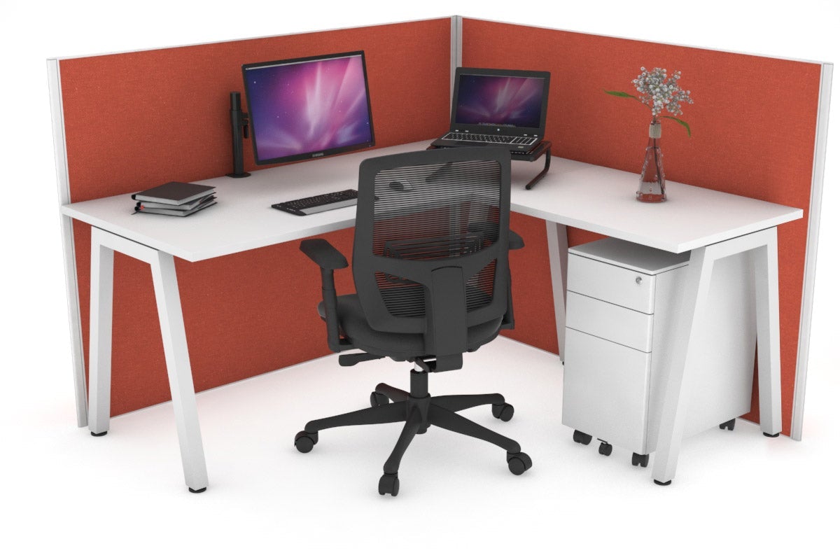 Horizon Quadro A Legs L-Shaped Corner Office Desk - 1400L x 1700W - Modern Workstation for Home Office, Gaming & Study - Perfect for Small Spaces & Multi-Monitor Setups