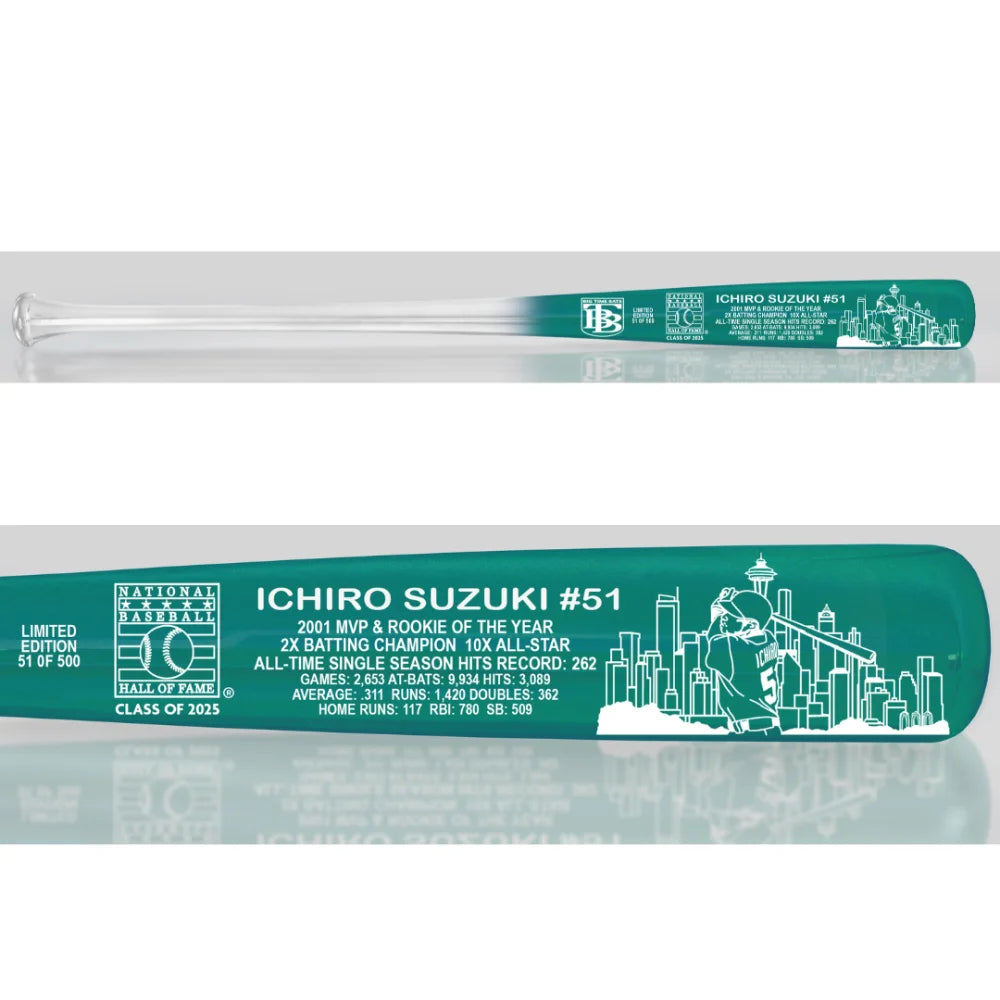 Ichiro Suzuki 2025 Cooperstown Hall of Fame Seattle Mariners Limited Edition Baseball Bat #D/500 - Perfect for Baseball Collectors, Fans & Display Memorabilia