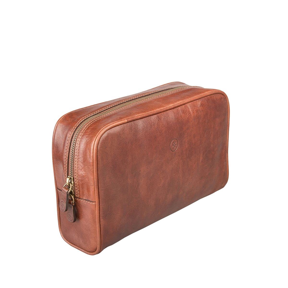 Maxwell Scott Premium Leather Toiletry Bag for Men - Handcrafted Italian Leather Dopp Kit - Raffaelle Chestnut Tan - Perfect for Travel, Gym & Grooming Essentials