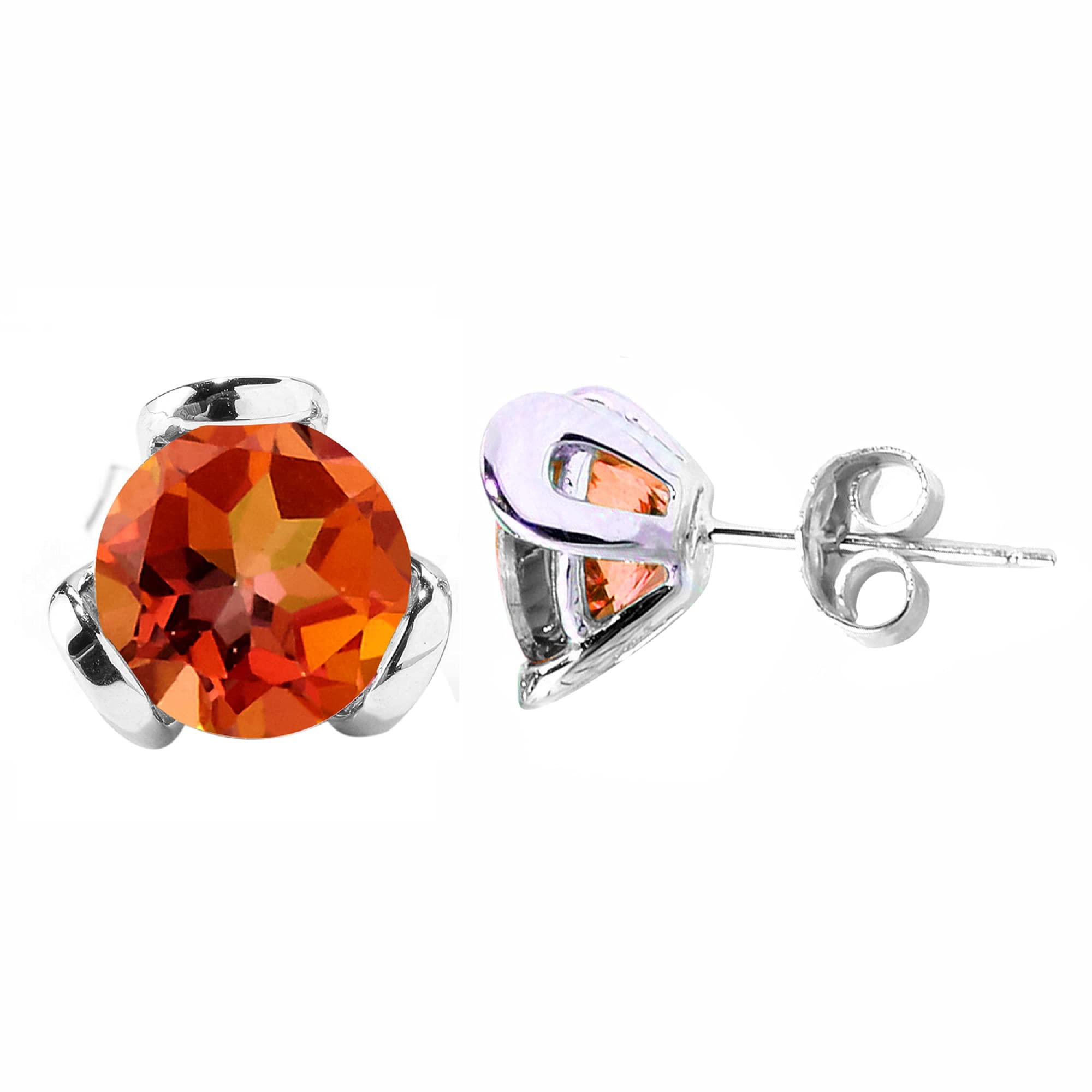 Natural Fire Topaz Sterling Silver Stud Earrings for Women – Elegant & Hypoallergenic Jewelry for Everyday Wear, Gifts & Special Occasions