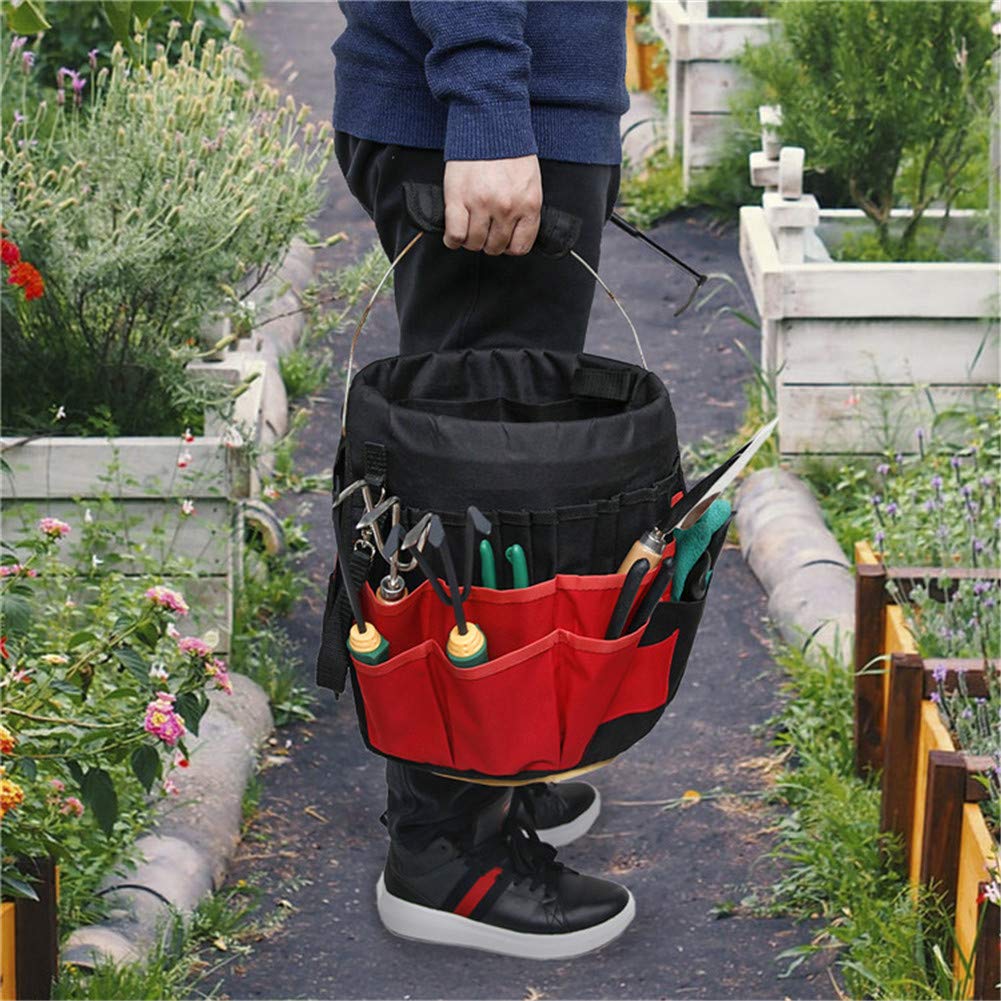 Heavy Duty Gardening Tool Belt Bag with 42 Pockets - Waterproof Oxford Fabric Garden Bucket Bag for Outdoor Planting, Yard Work & Lawn Care - Perfect Tool Organizer for Landscaping, Weeding & Professional Gardeners
