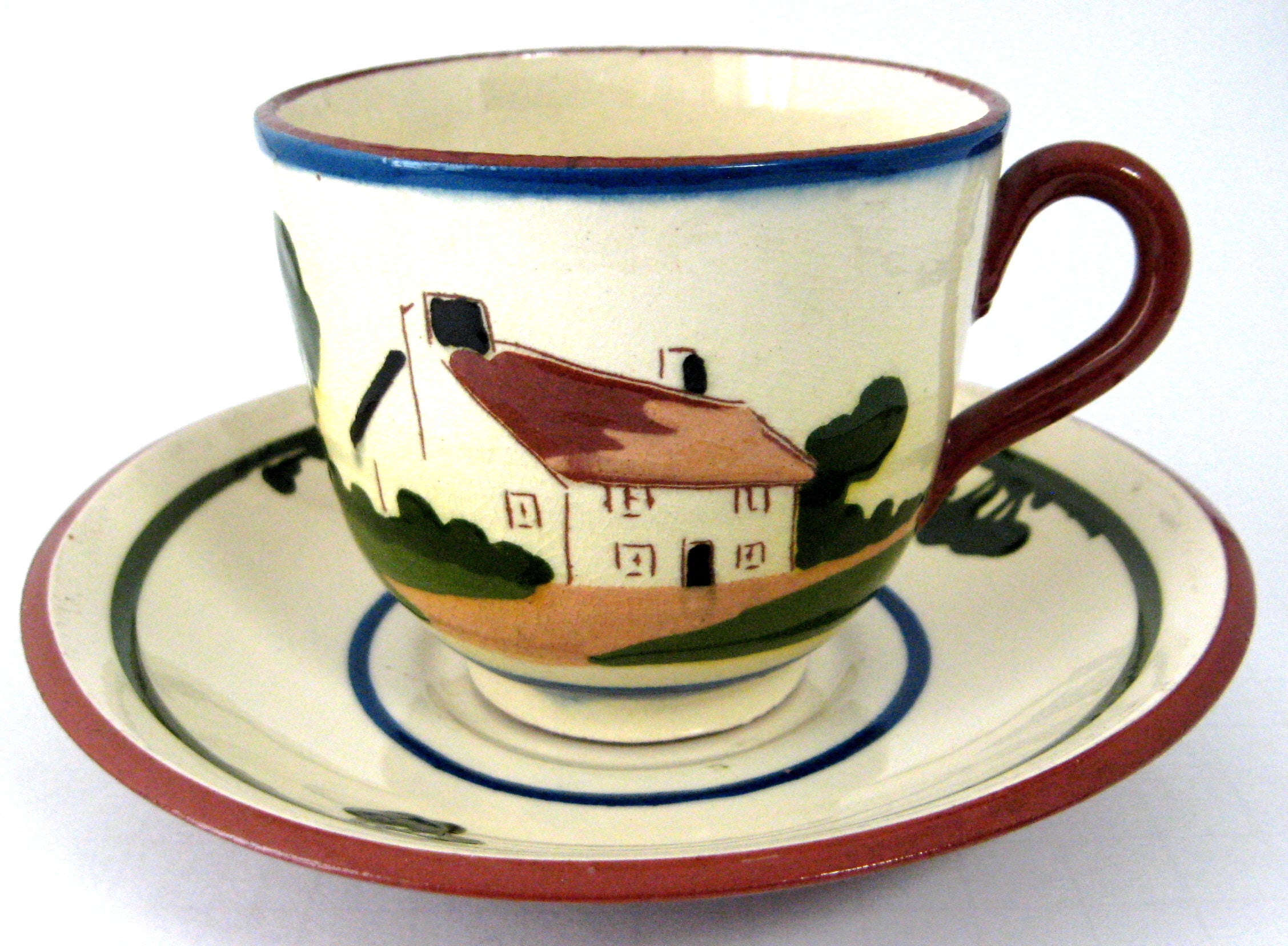 Vintage Mottoware Large Cup and Saucer Set - 