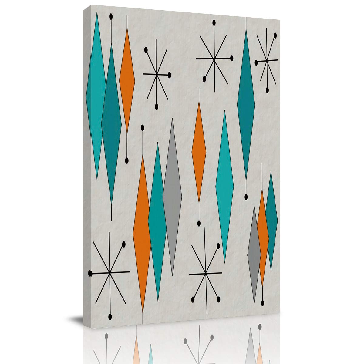 Mid Century Modern Wall Art - 24x36 Inch Framed Canvas Print, Vintage Retro Prismatic Painting for Bedroom, Living Room, Kitchen, Bathroom & Office Decor - Perfect for Home & Workspace Styling