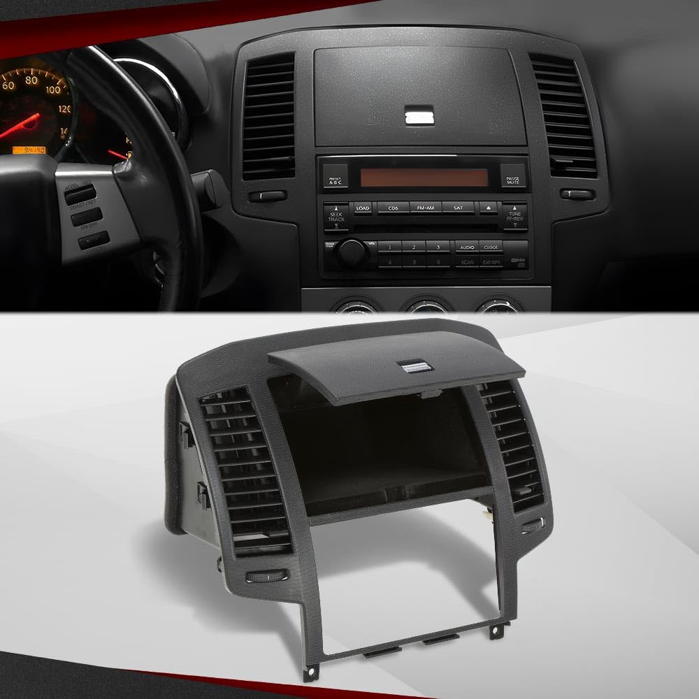 Black Center Dash Radio Bezel Storage Cubby with Vents for 2005-2006 Nissan Altima - Perfect for Car Organizers & Phone Holders