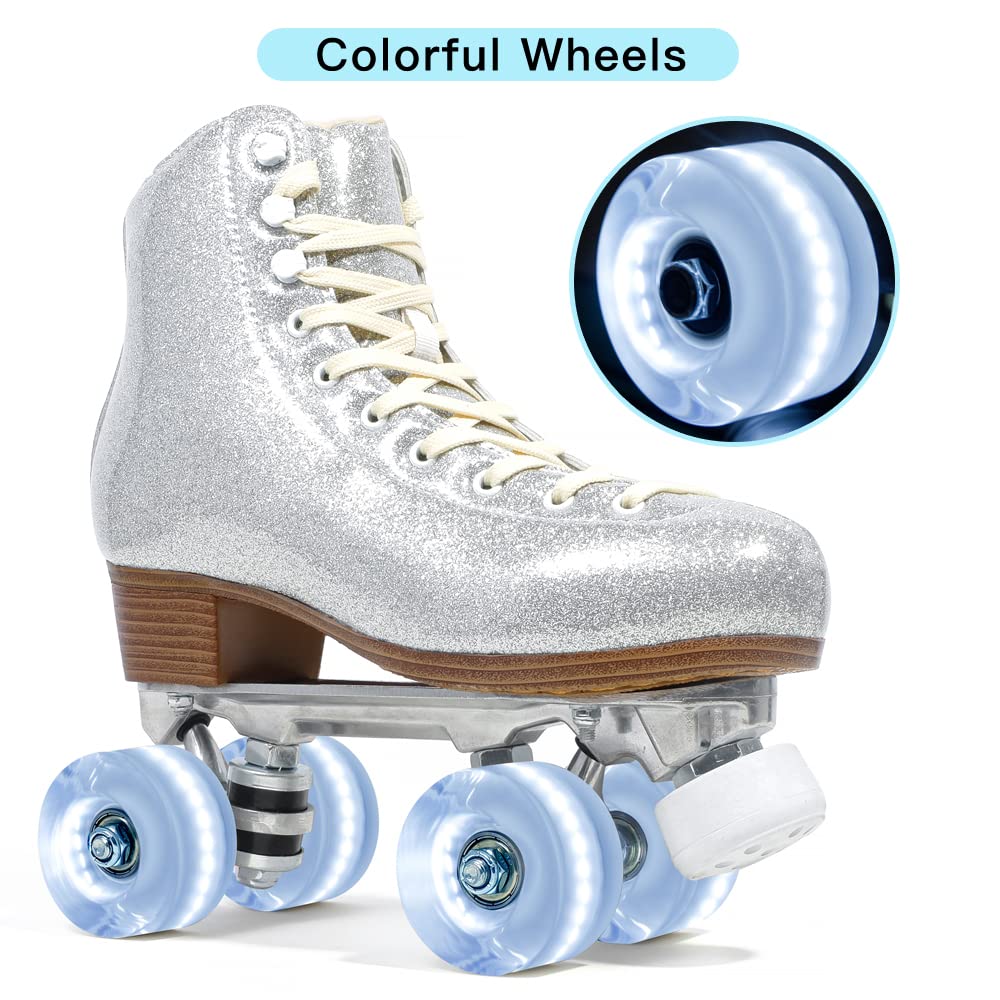 8 Pack 78A LED Light Up Roller Skate Wheels 32x58mm & 36x65mm with Bearings - Smooth Indoor/Outdoor Skating Wheels for Roller Skates, Skateboards & Quad Skates - Perfect for Night Skating, Rinks & Outdoor Adventures