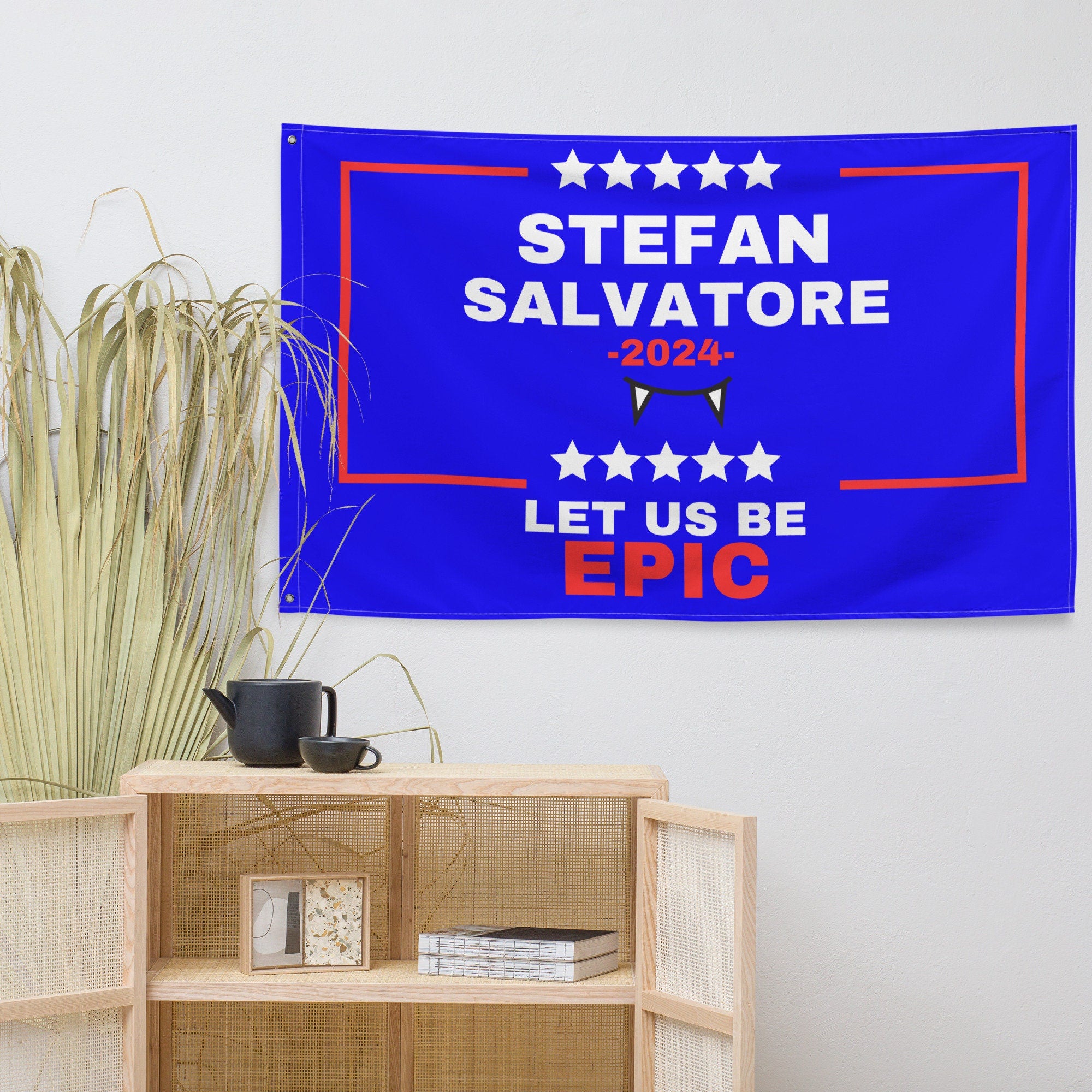 Stefan Salvatore Flag | The Vampire Diaries Merch | TVD Tapestry & Room Decor | Dorm Flag for Fans | Team Stefan Gift Idea | Perfect for TV Show Themed Parties & Fan Rooms
