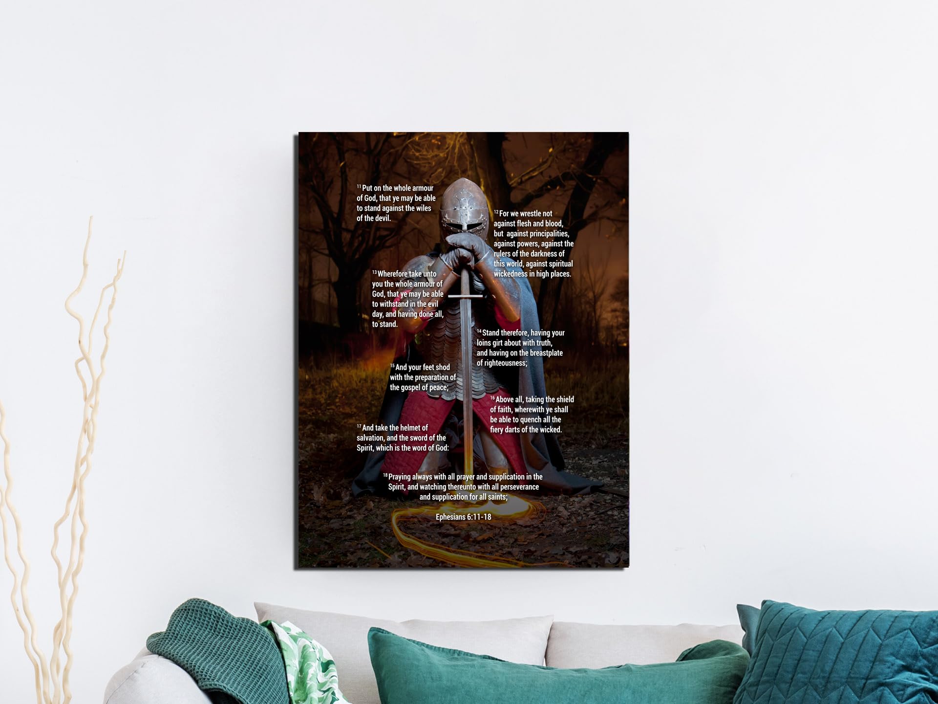 Armor of God Bible Verse Canvas Art - Ephesians 6:11-18 Christian Wall Decor for Home, Church & Office - Inspirational Scripture Gift for Faith & Spiritual Warfare