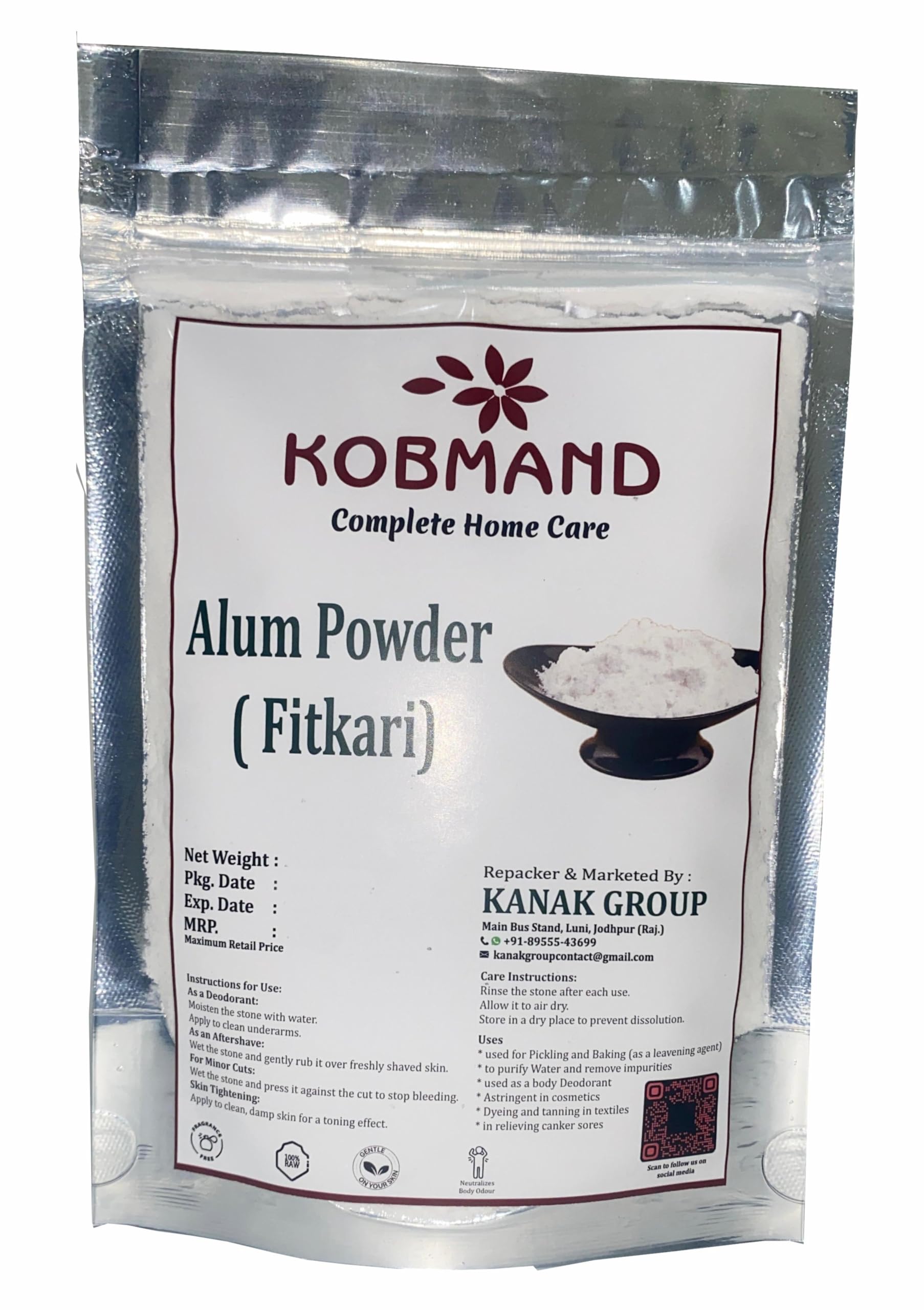 Pure Natural Alum (Fitkari) Stone Powder 200g - Gentle & Effective Aftershave, Skin Care, Water Purification & Natural Deodorant | Alternative to Chemical After Shave Lotion | Perfect for Daily Grooming, Acne Treatment & Fresh Underarms
