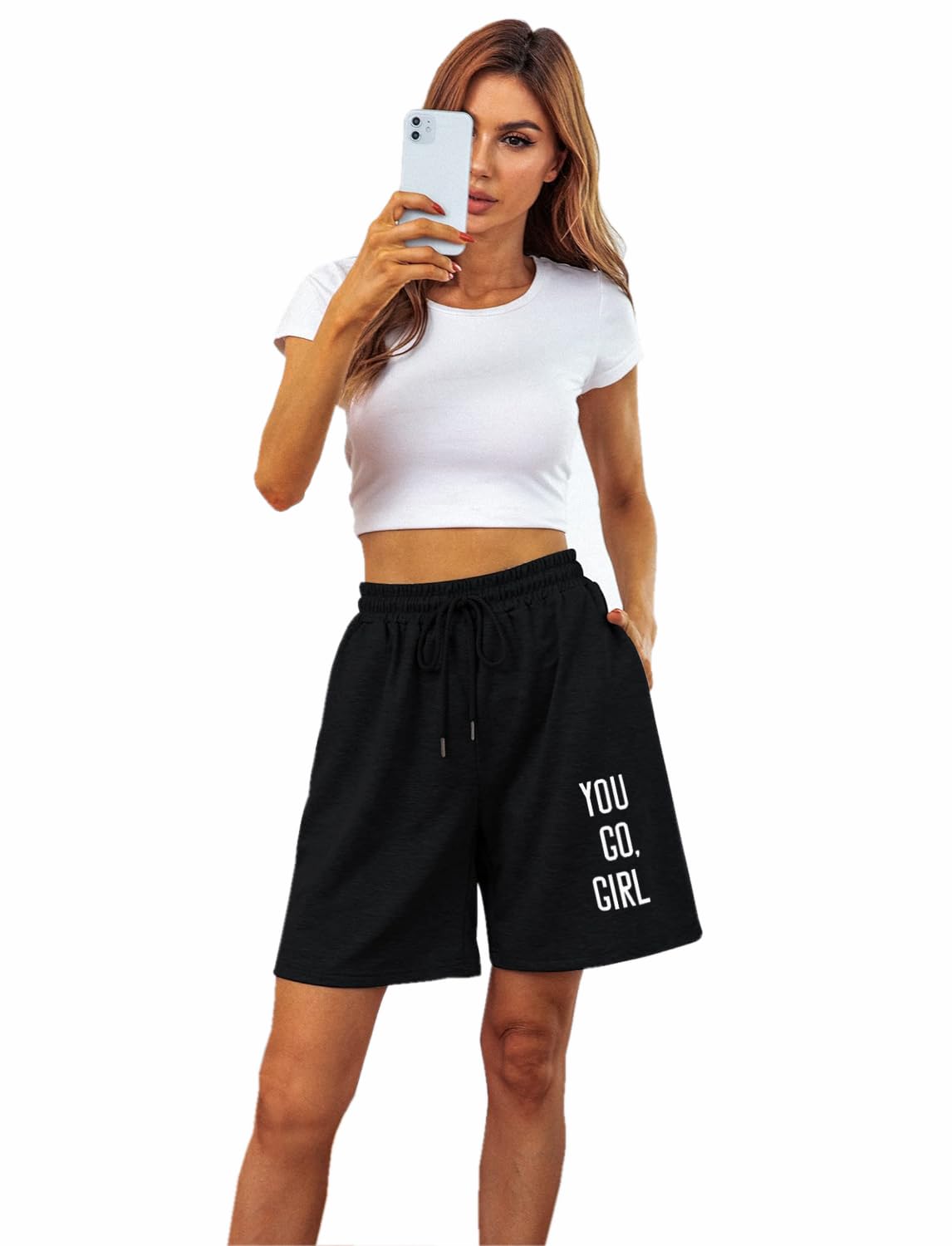 Hotfits Women's Green Cotton Summer Casual Shorts - Athletic Gym Running Jogger Shorts with Pockets, Relaxed Fit for Workout, Yoga, Travel & Lounge Wear