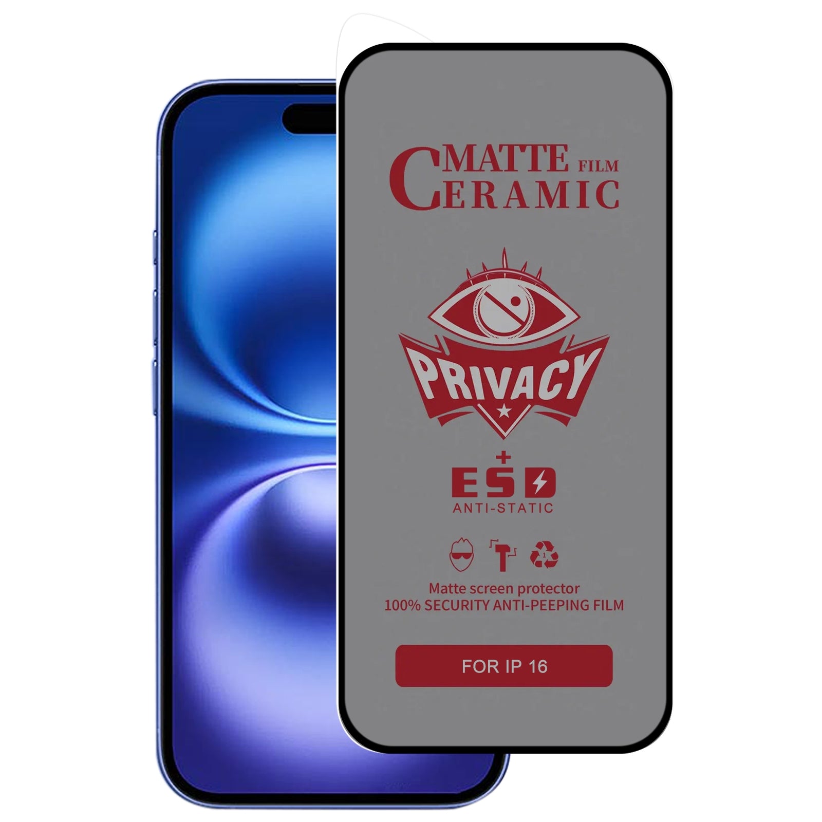 Privacy Screen Protector for iPhone 16 Plus - Anti-Spy Tempered Glass with HD Clarity - Perfect for Office, Banking & Personal Data Protection