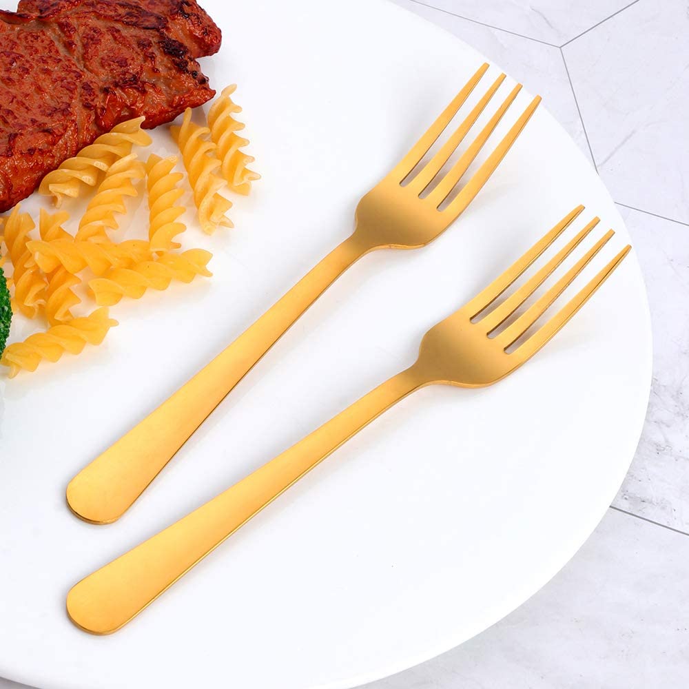 Premium Stainless Steel Dinner Forks Set of 12 - Elegant Gold Flatware for Family Dining, Restaurants, Weddings & Parties | Perfect for Formal Occasions, Holiday Gatherings & Everyday Use
