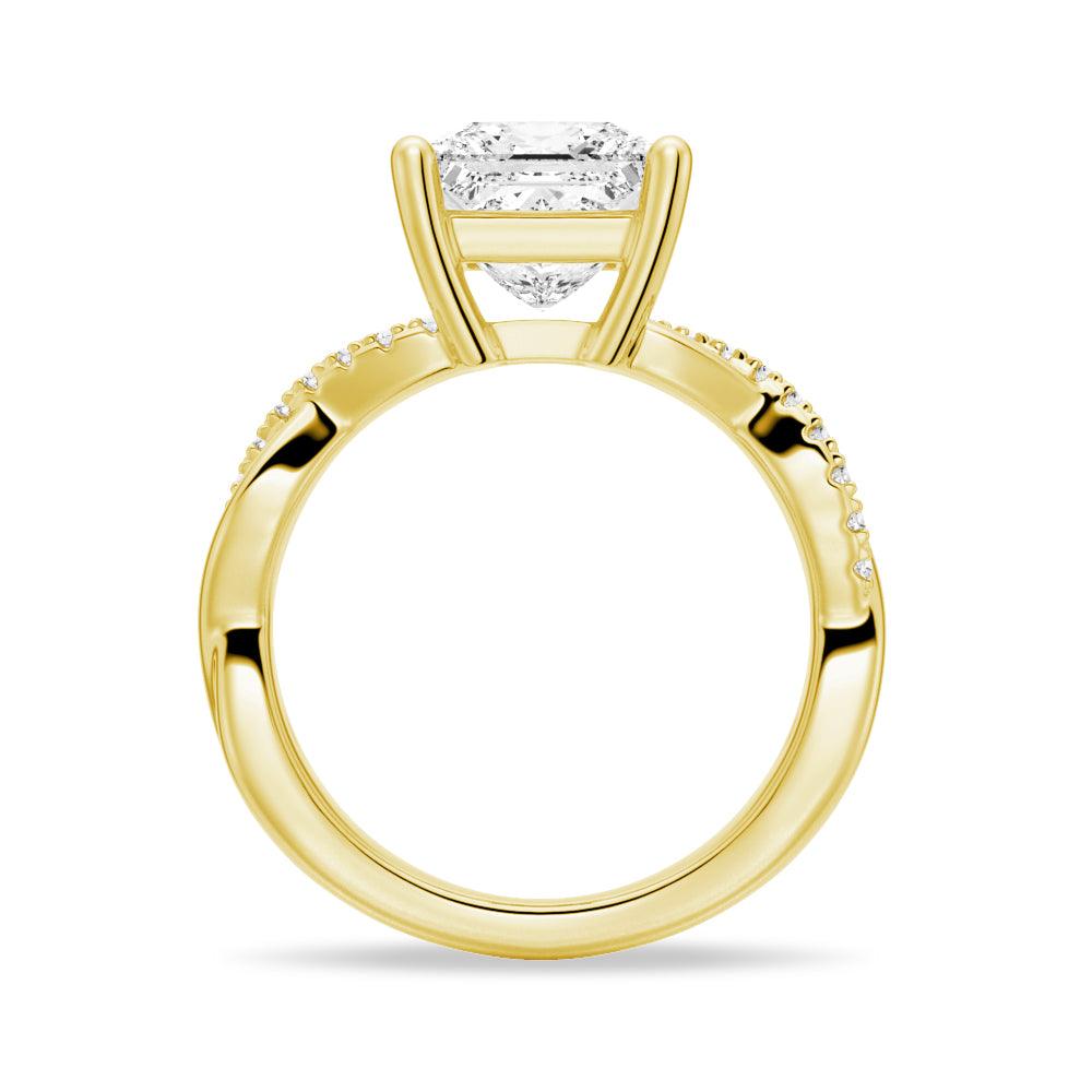 Twist Band Princess Cut Moissanite Engagement & Wedding Ring Set for Couples - Matching His & Hers Bands for Proposals, Anniversaries, and Special Occasions