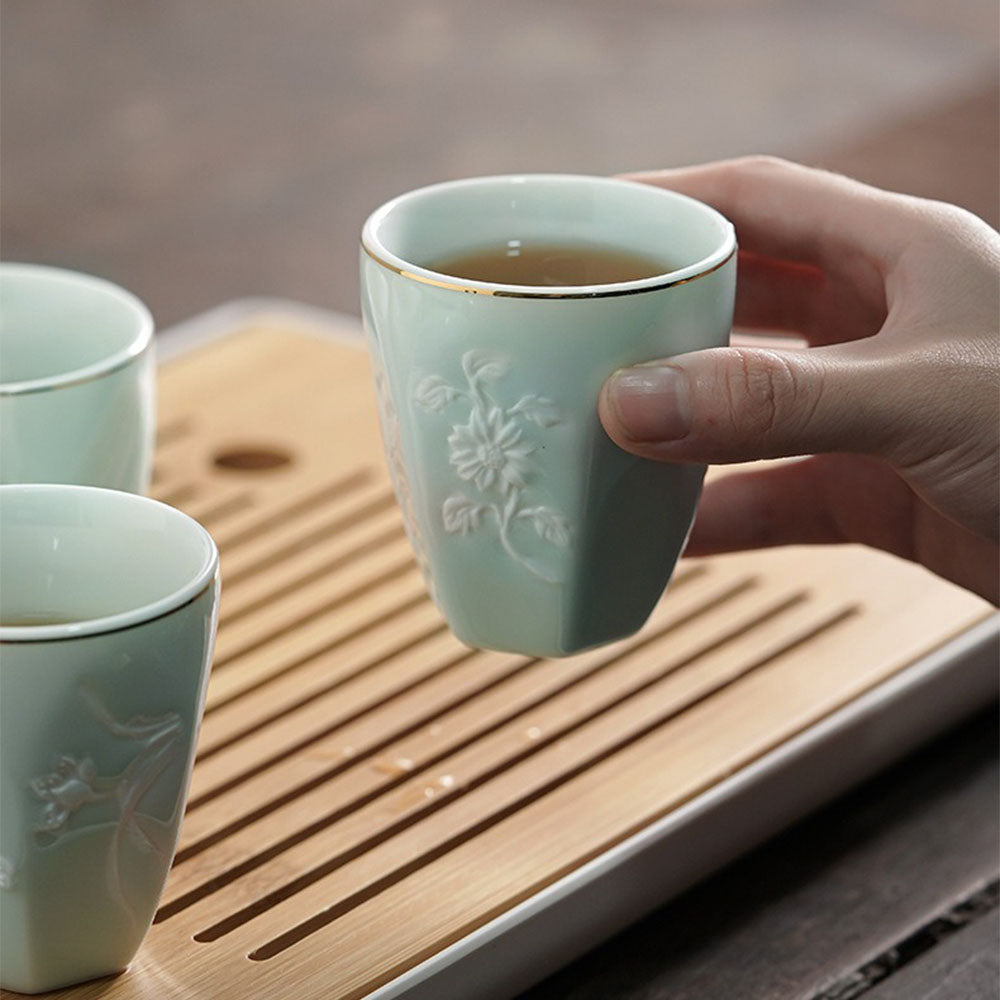 Premium Plum Orchid Bamboo Chrysanthemum Tea Set - Handcrafted Chinese Floral Tea Collection for Relaxation & Wellness | Perfect for Home, Office & Gift Giving