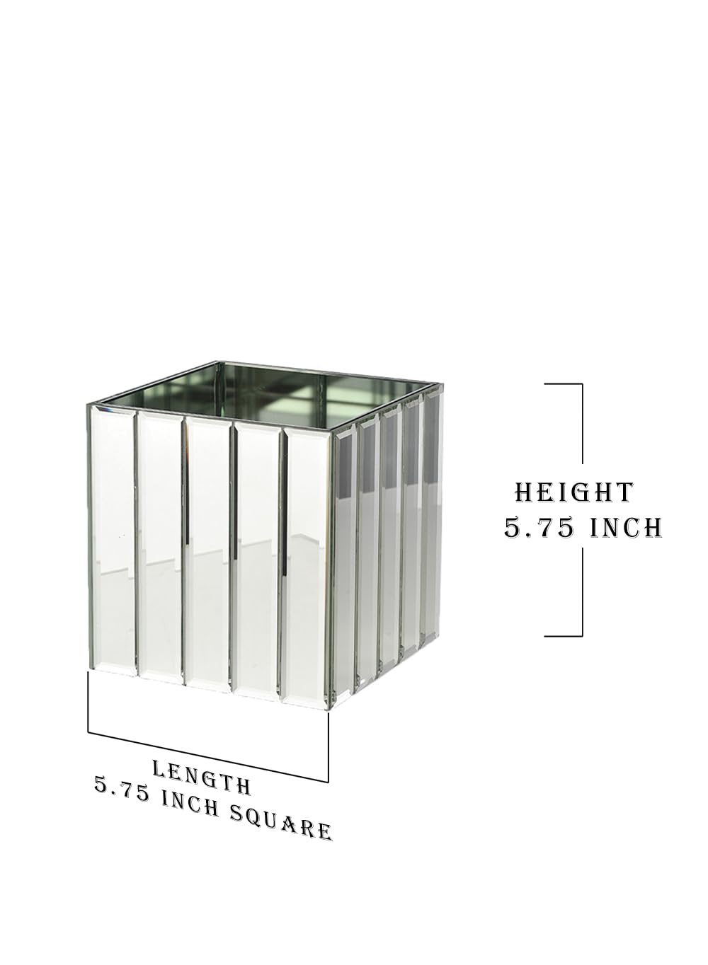 Art Deco Inspired Glass Cube Vase with Mirror Finish - 5.75