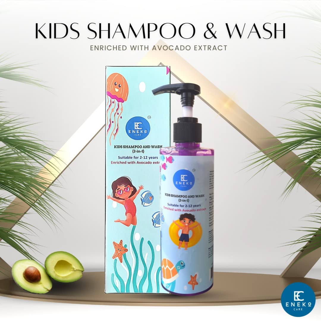 Eneko Care Kids 2-in-1 Shampoo & Body Wash - Gentle Hypoallergenic Formula for Sensitive Skin | Tear-Free Baby Bath Essentials | Perfect for Daily Hair & Body Cleansing at Home or Travel
